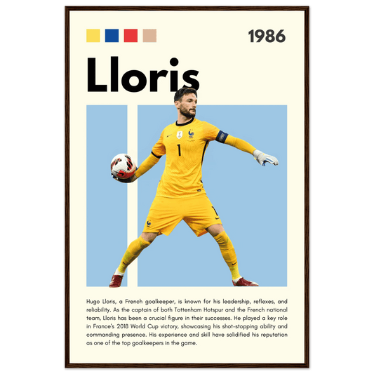 Hugo Lloris France Goalkeeper Football Poster 60x90 cm 24x36″ Dark wood frame Vibrantwalls