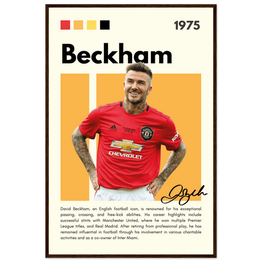 David Beckham Manchester United Soccer Framed Poster 60x90 cm 24x36″ Dark wood frame Vibrantwalls