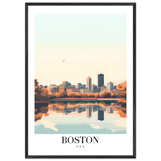 Boston Cityscape Framed Poster – Modern Travel Wall Art with Wooden Frame & Multiple Sizes - Vibrantwalls