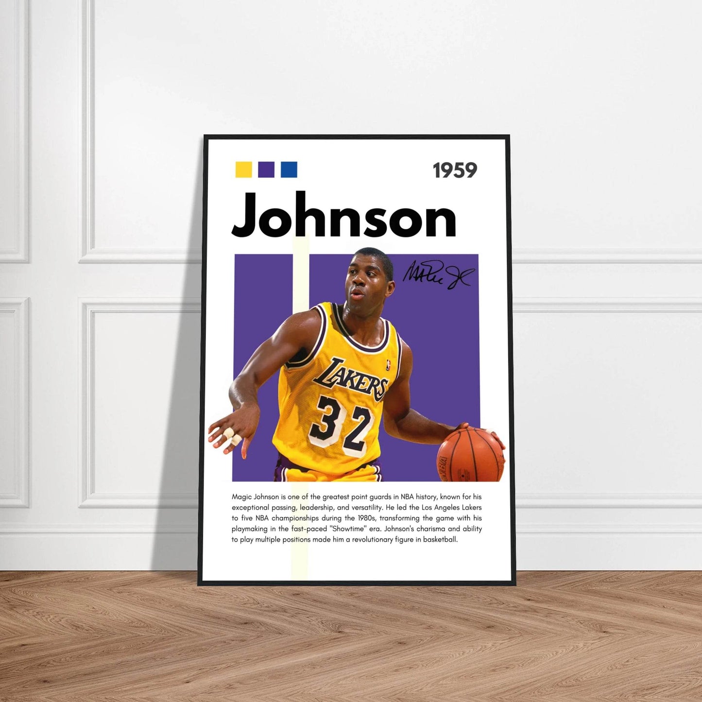 Magic Johnson Showtime Lakers Vintage Art Print - Vibrantwalls