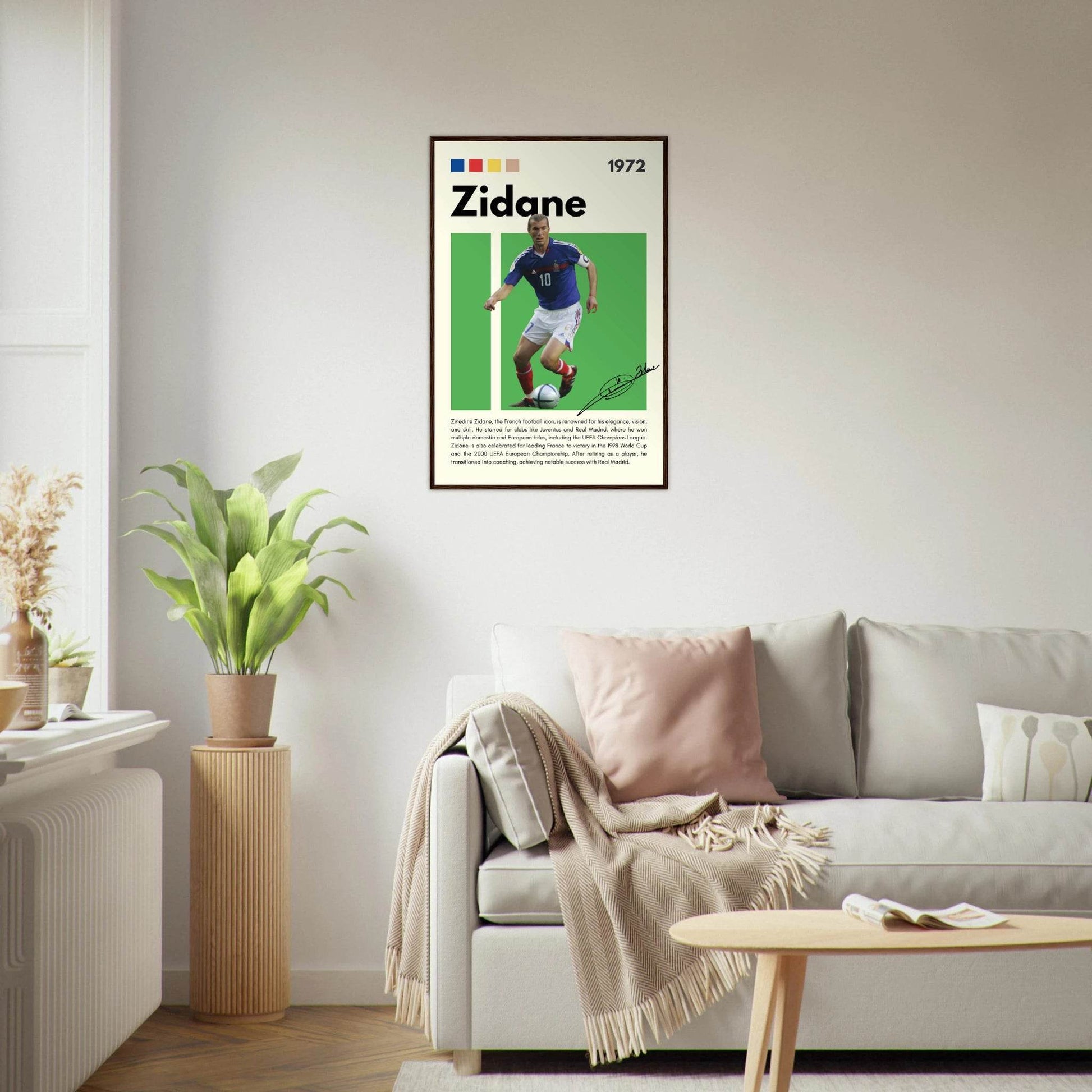 Zinedine Zidane Football Legend Framed French Poster Vibrantwalls