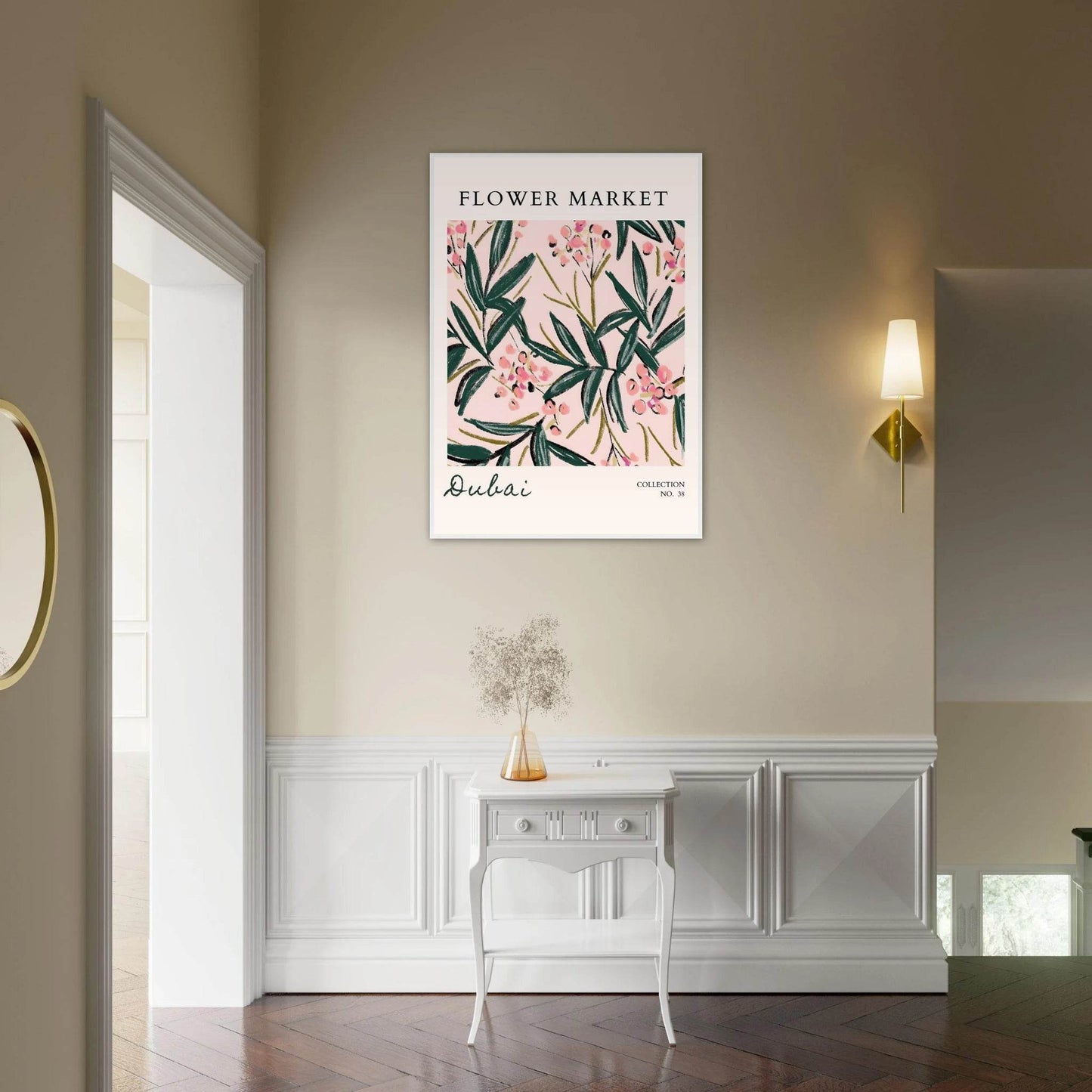 Dubai Flower Market Blush Pink Emerald Botanical - Wall Art - Vibrantwalls