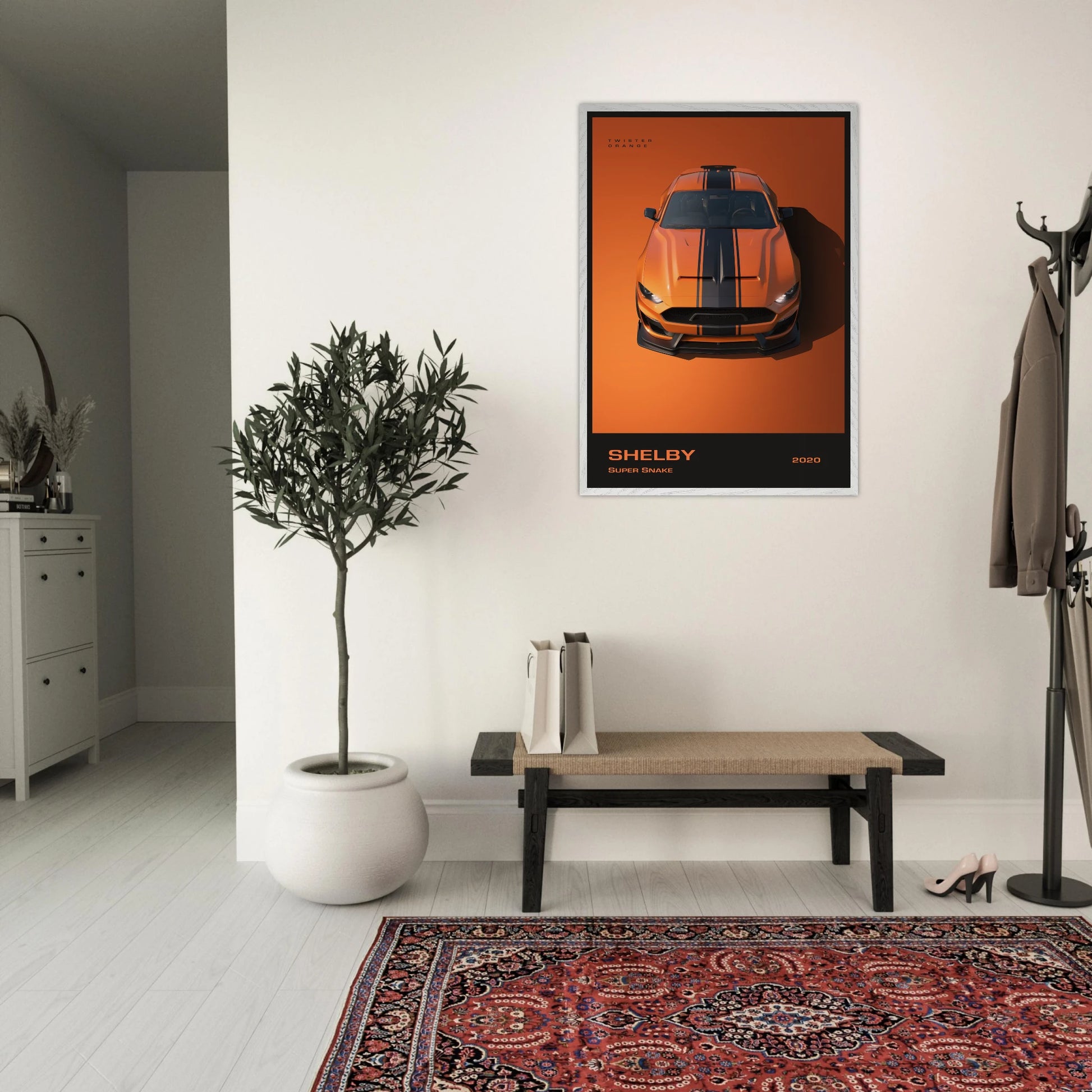Shelby Super Snake 2020 "Twister Orange" Framed Poster | Modern Automotive Art, Ready-to-Hang Premium Quality Vibrantwalls
