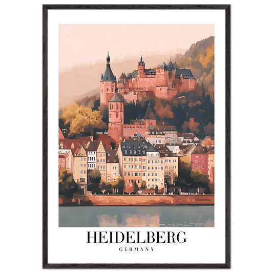Heidelberg Germany Framed Poster – Vintage Travel Wall Art in Warm Autumn Hues - Vibrantwalls