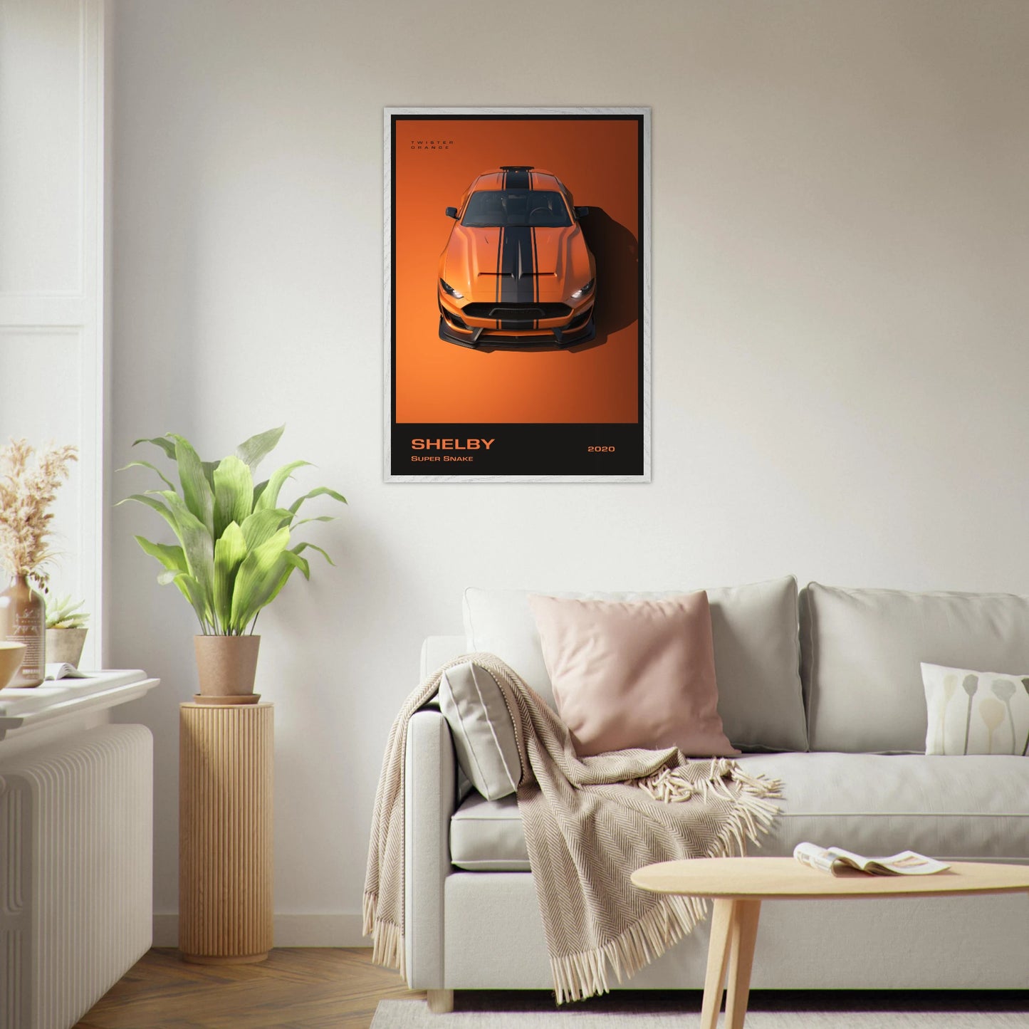 Shelby Super Snake 2020 "Twister Orange" Framed Poster | Modern Automotive Art, Ready-to-Hang Premium Quality Vibrantwalls