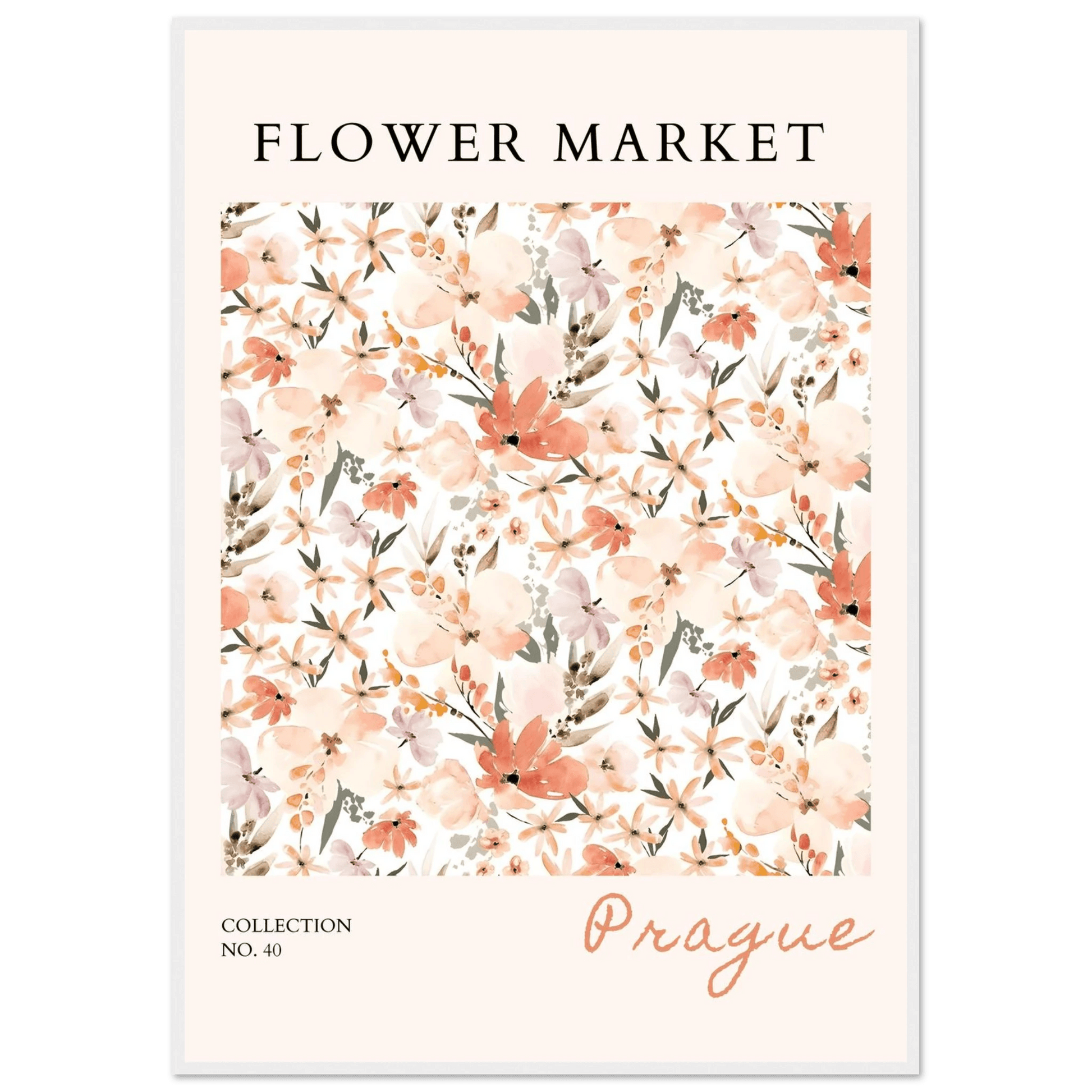 Prague Flower Market Framed Poster – Pastel Watercolor Floral Art Print | Ready-to-Hang Wall Decor - Vibrantwalls