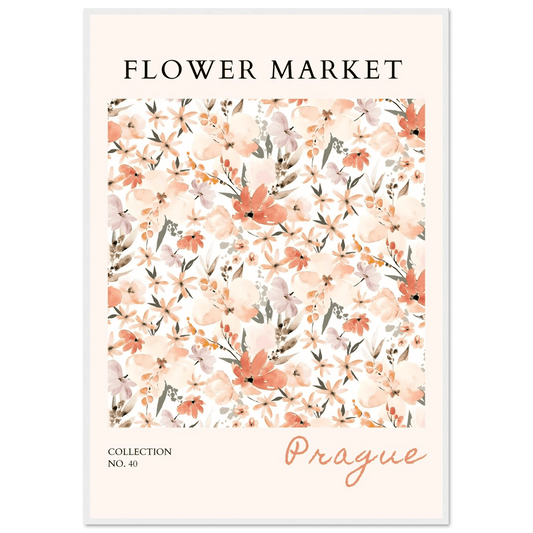 Prague Flower Market Framed Poster – Pastel Watercolor Floral Art Print | Ready-to-Hang Wall Decor - Vibrantwalls