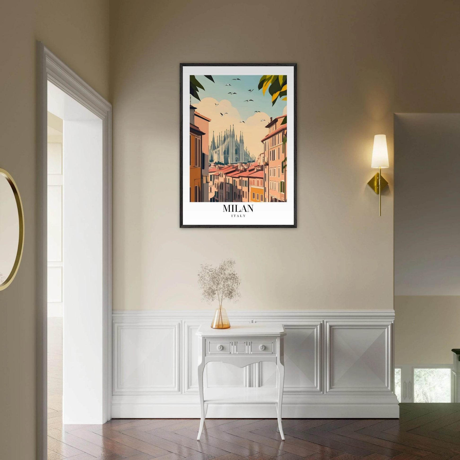 Milan Italy Modern European Vintage Travel Poster - Wall Art - Vibrantwalls