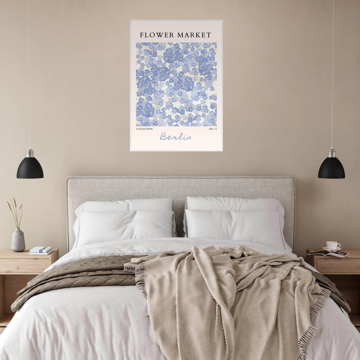Forget-Me-Not Bloom Framed Poster – Gentle Blue Floral Art Print | Berlin Collection | Ready-to-Hang Wall Art - Vibrantwalls