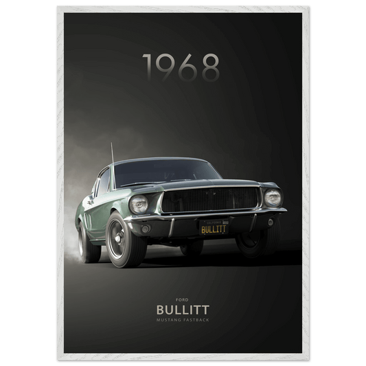 1968 Bullitt Mustang Poster - Framed Print for 50th Anniversary Celebration - Vibrantwalls
