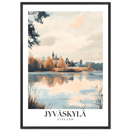 Jyväskylä Finland Framed Poster – Serene Lakeside Wall Art with Vintage-Inspired Charm & Wooden Frame - Vibrantwalls