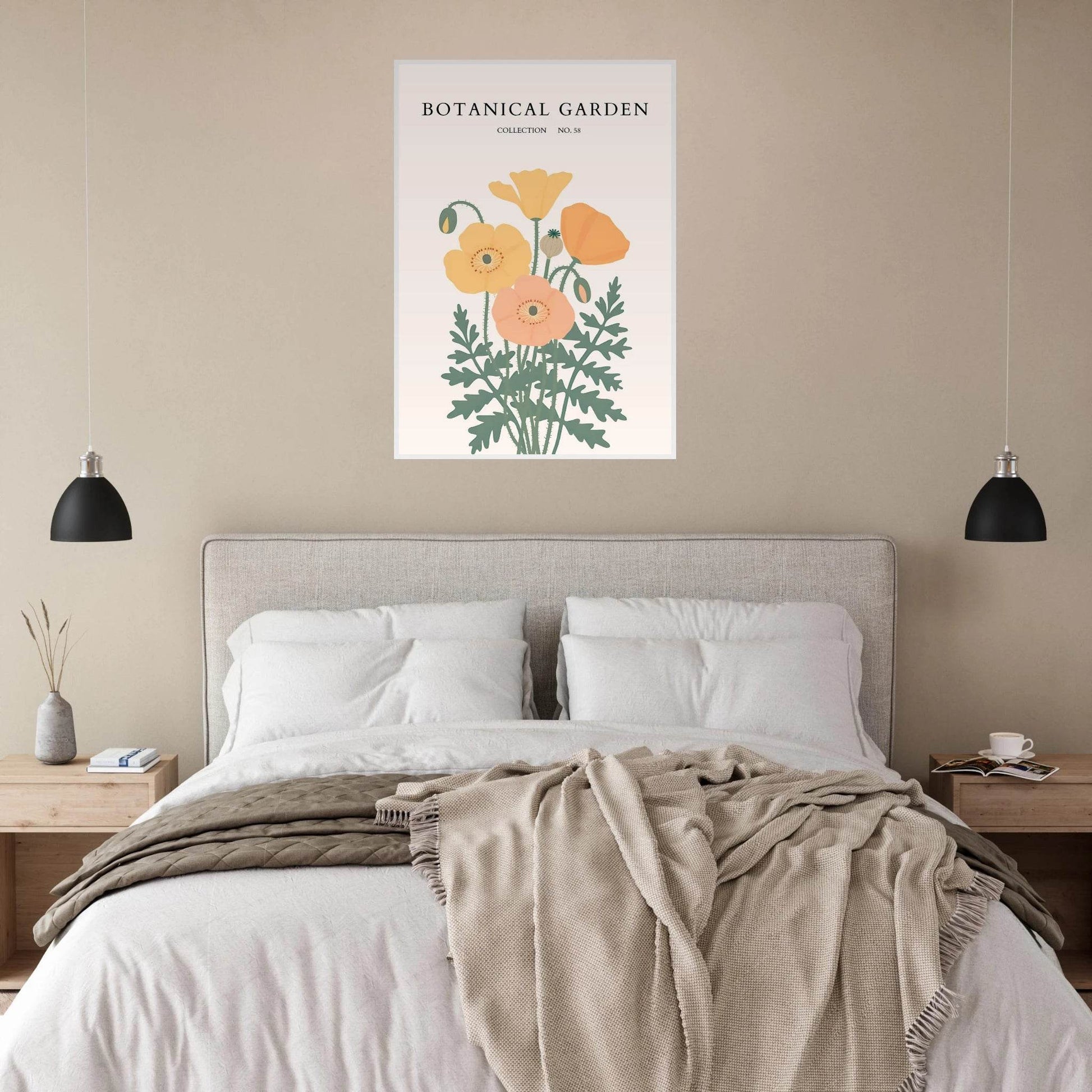 Botanical Garden Poppy Framed Poster – Warm Hues & Nature Art Print | Ready-to-Hang Floral Decor - Vibrantwalls