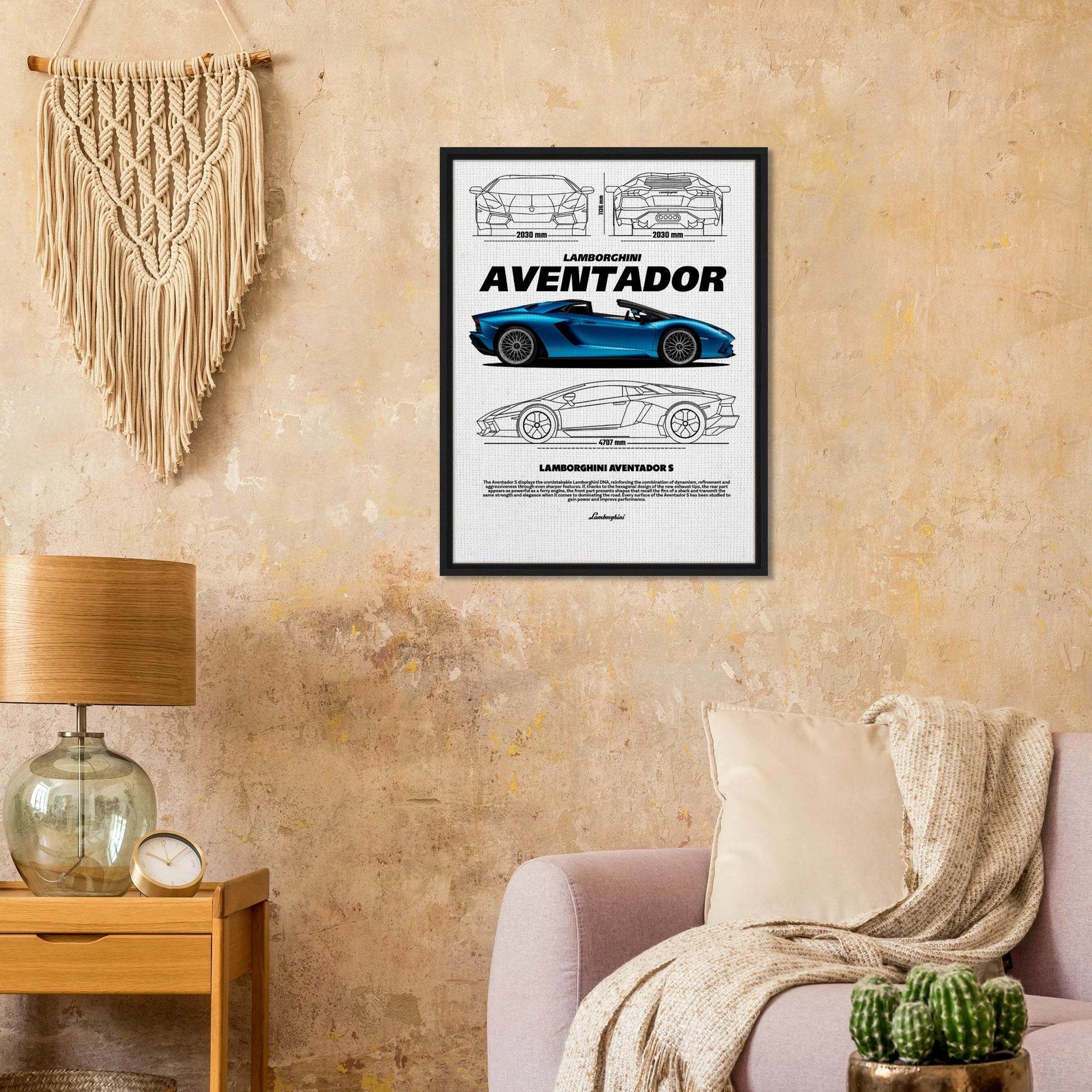 Aventador S Vintage Classic Car Canvas Poster - Wall Art - Vibrantwalls