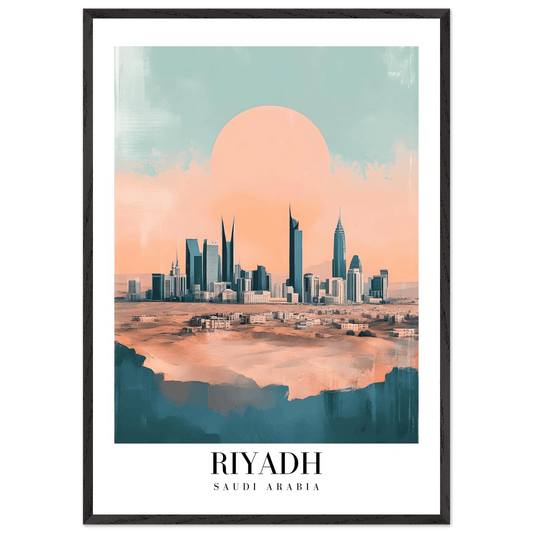 Riyadh Saudi Arabia Framed Poster – Modern Desert City Wall Art in Earthy Tones - Vibrantwalls