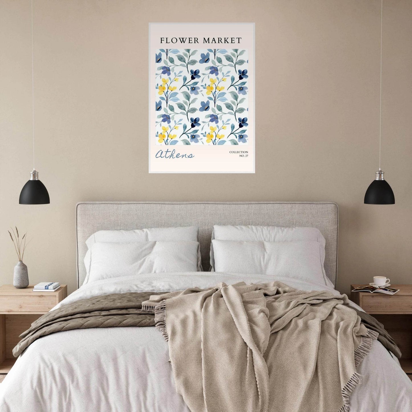 Athens Flower Market Framed Poster – Watercolor Floral Art Print | Ready-to-Hang in Various Sizes & Frame Styles - Vibrantwalls