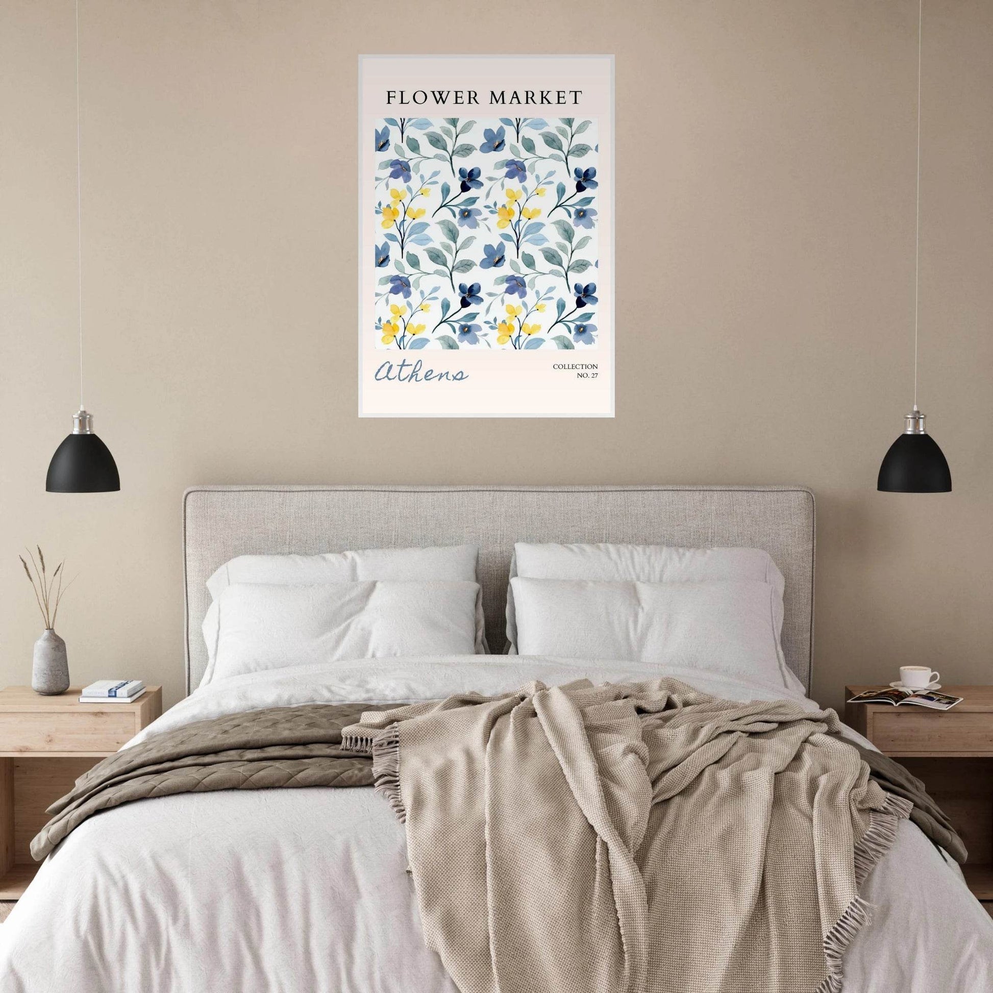 Athens Flower Market Framed Poster – Watercolor Floral Art Print | Ready-to-Hang in Various Sizes & Frame Styles - Vibrantwalls