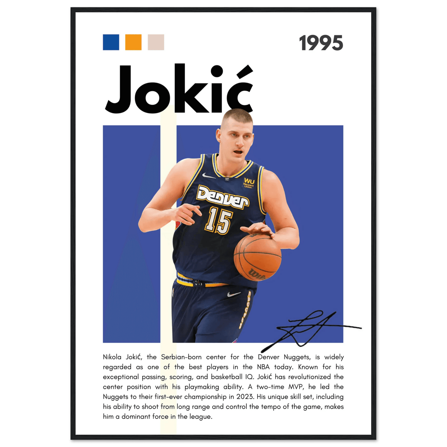 Nikola Jokic Joker Nuggets Minimalist Art Print - Vibrantwalls