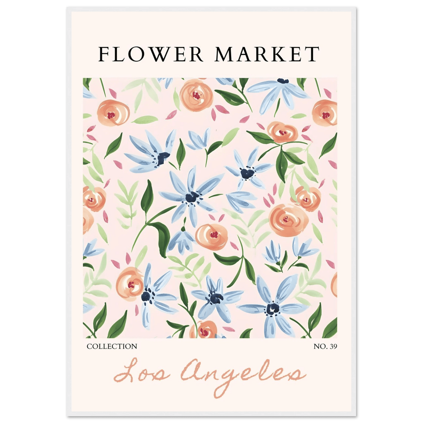 Abstract Floral Framed Poster – Pastel Blossom & Leaf Art Prints | Ready-to-Hang Wall Decor - Vibrantwalls