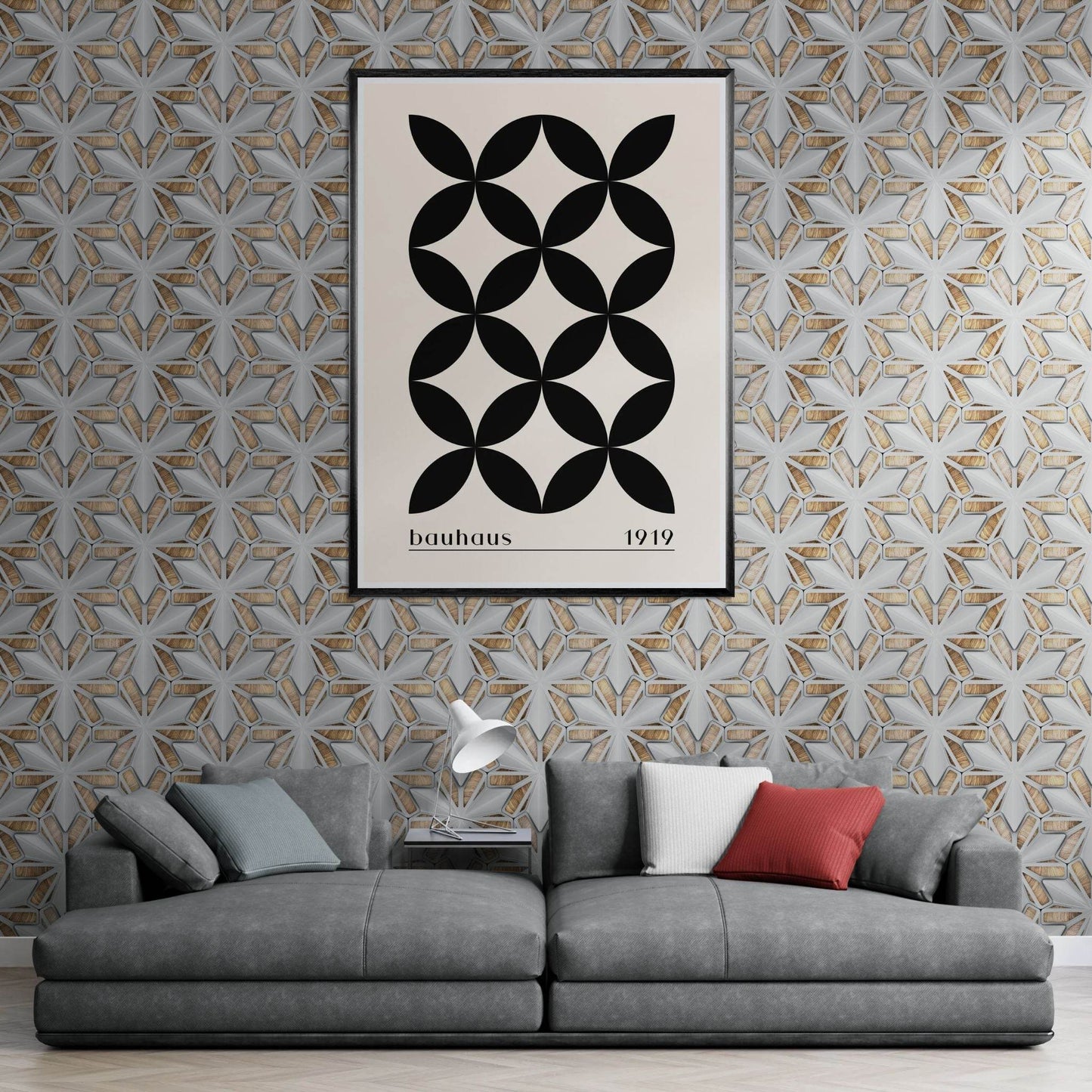 Bauhaus 1919 Black & Beige Circles - Vibrantwalls