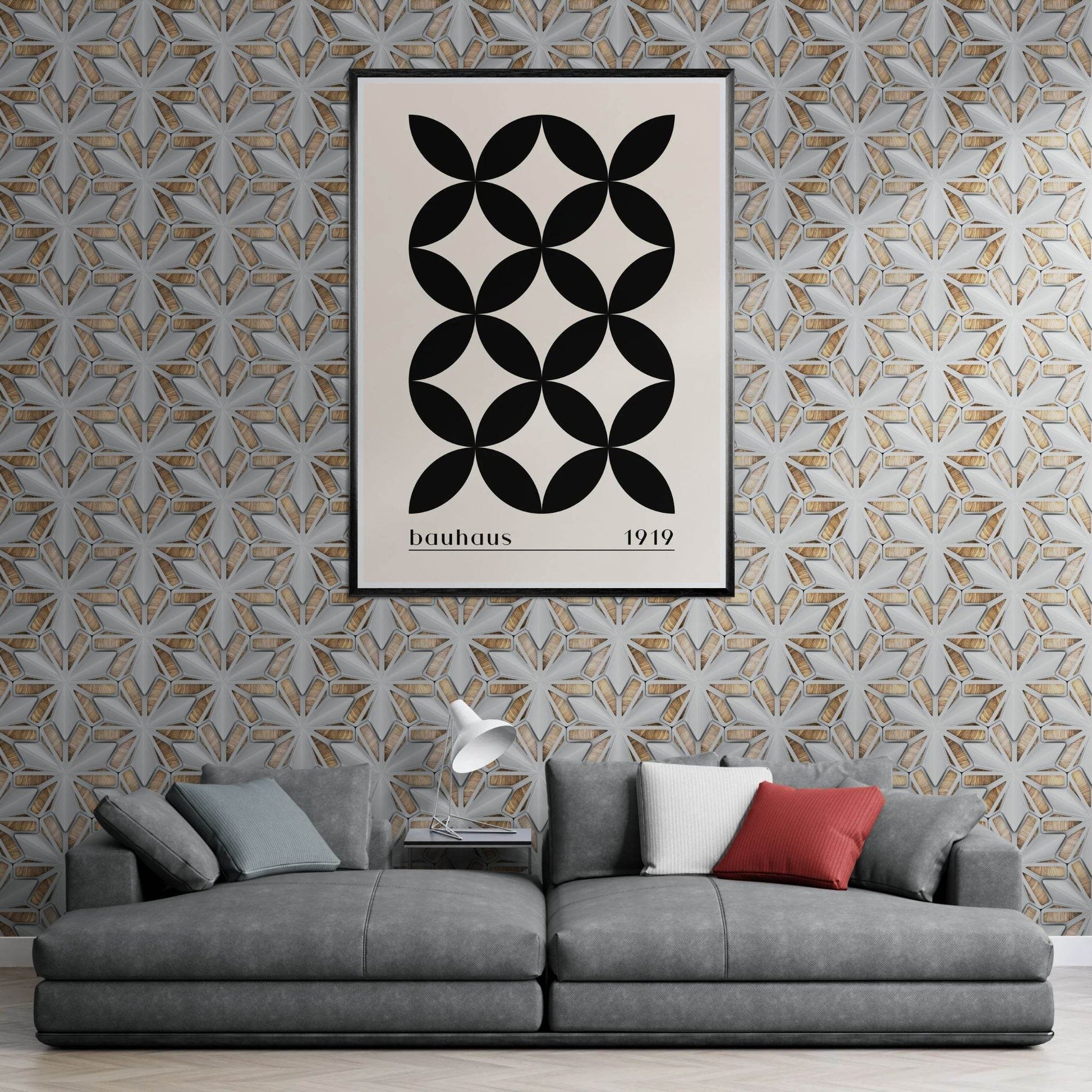 Bauhaus 1919 Black & Beige Circles - Vibrantwalls