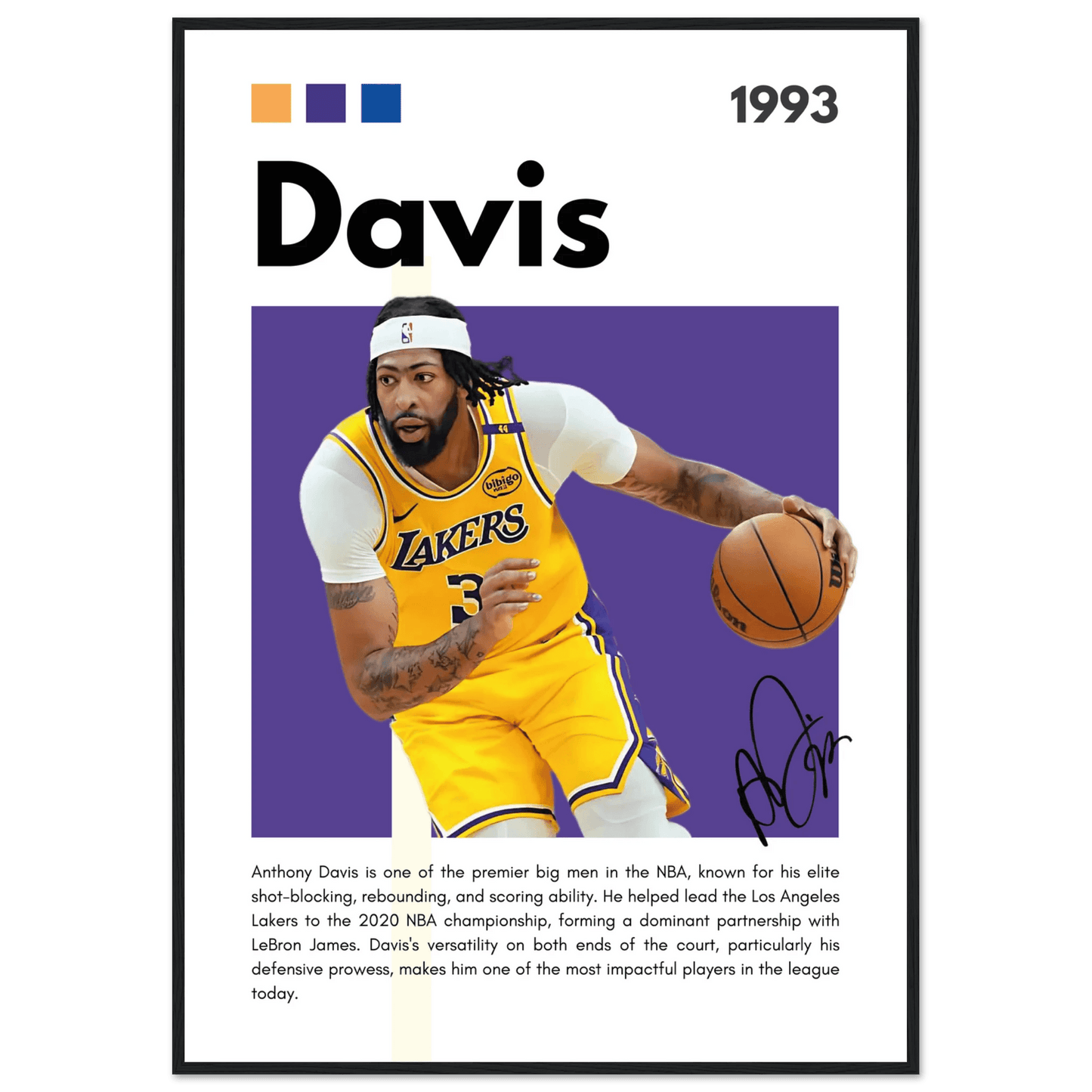 Framed Wall Art for Living Room Anthony Davis Lakers Basketball Poster Vibrantwalls
