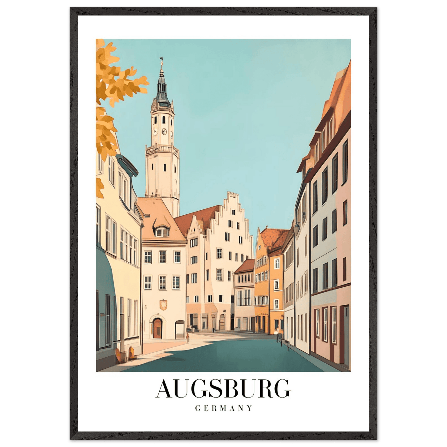 Augsburg Germany Vintage Art Deco Travel Poster - Wall Art - Vibrantwalls
