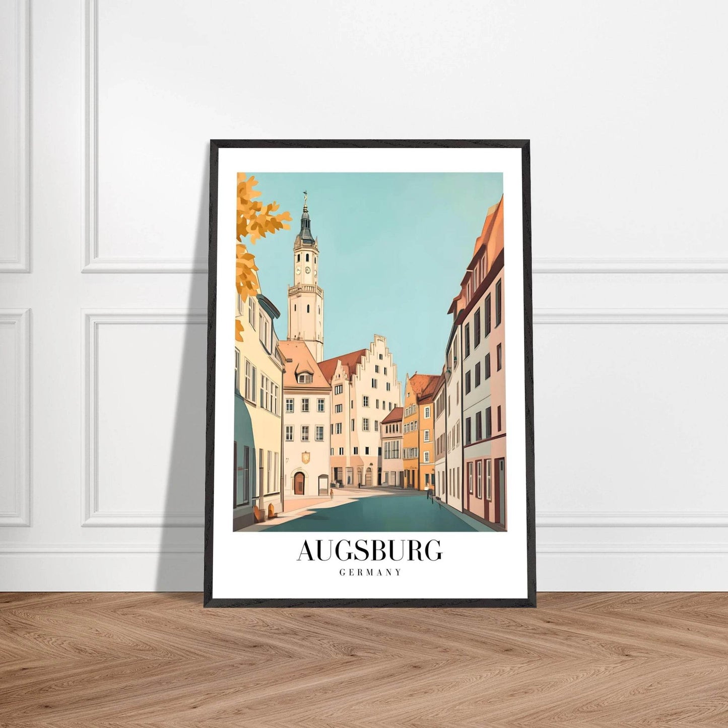Augsburg Germany Vintage Art Deco Travel Poster - Wall Art - Vibrantwalls