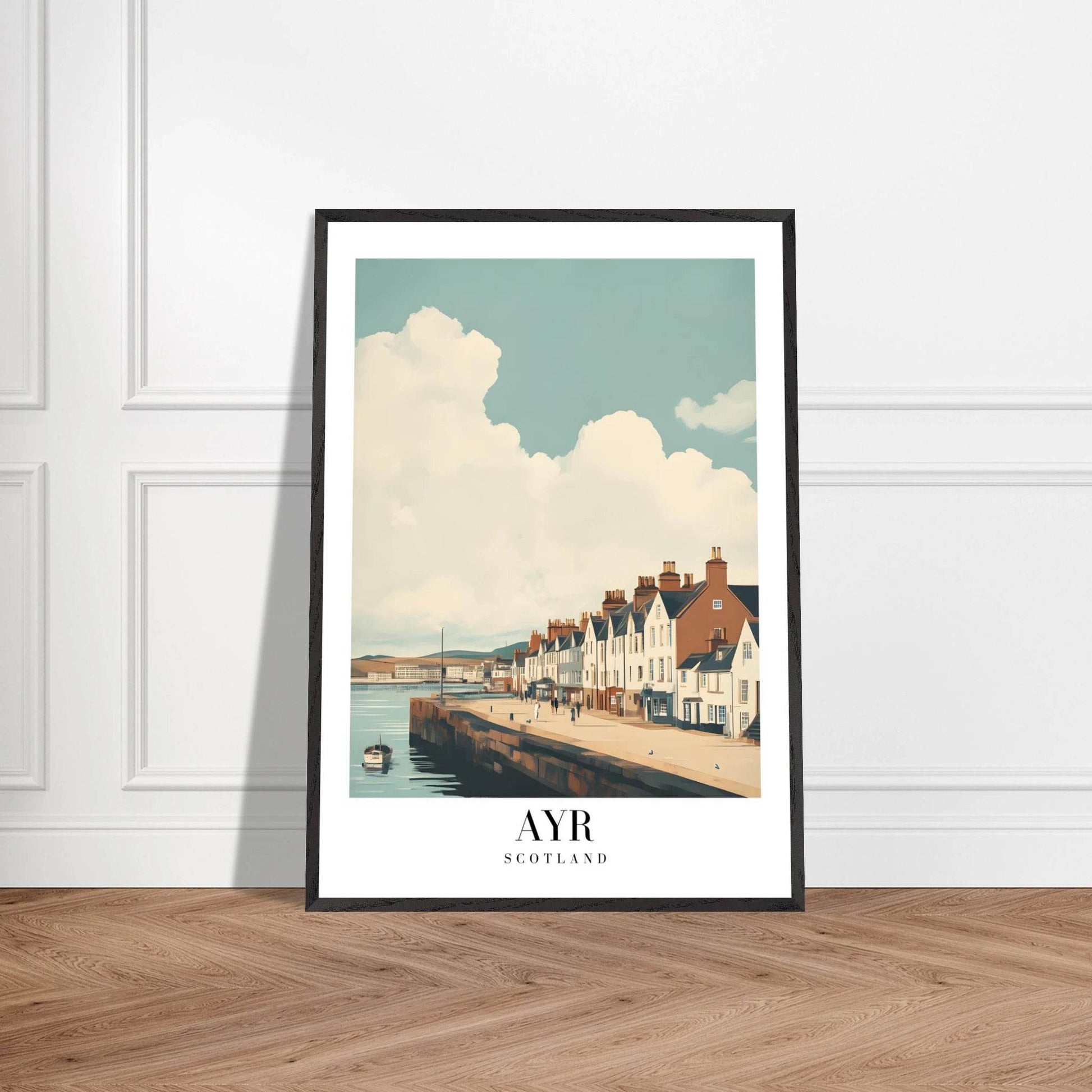 Ayr Scotland Coastal Vintage Art Deco Travel Poster - Wall Art - Vibrantwalls