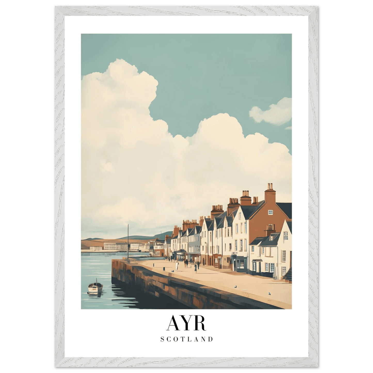 Ayr Scotland Coastal Vintage Art Deco Travel Poster - Wall Art - Vibrantwalls