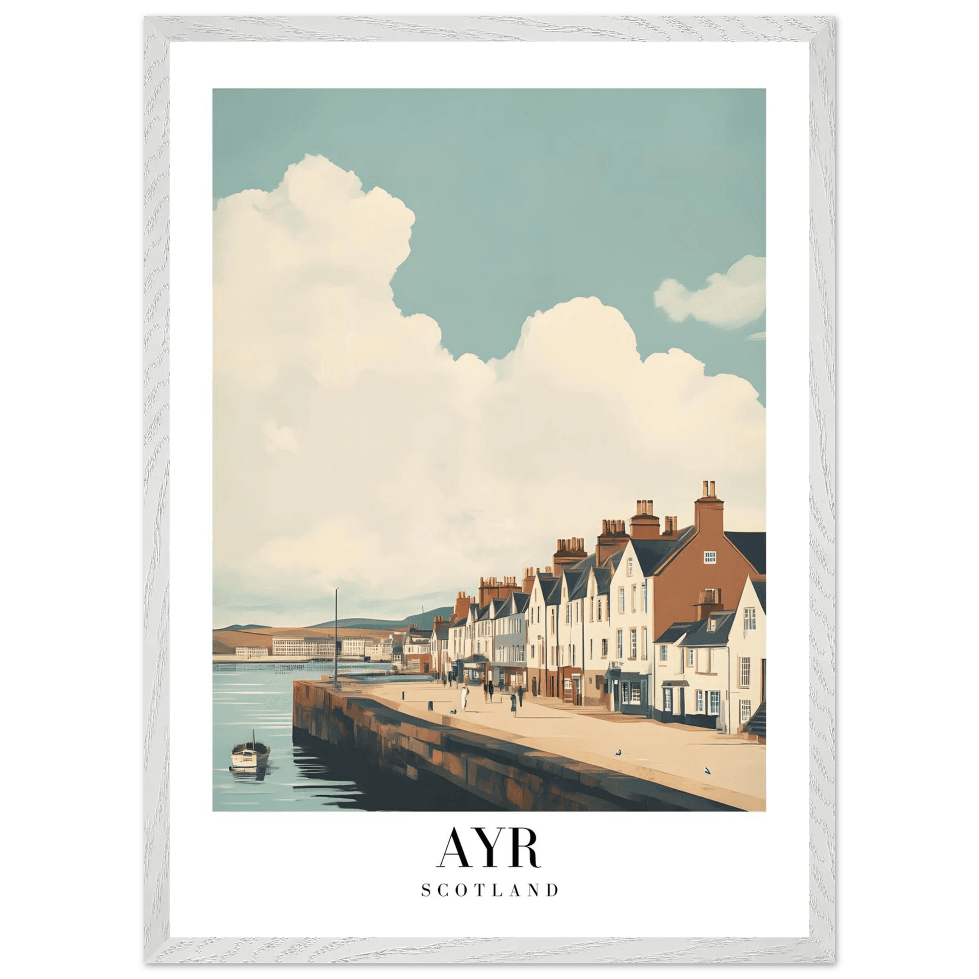 Ayr Scotland Coastal Vintage Art Deco Travel Poster - Wall Art - Vibrantwalls