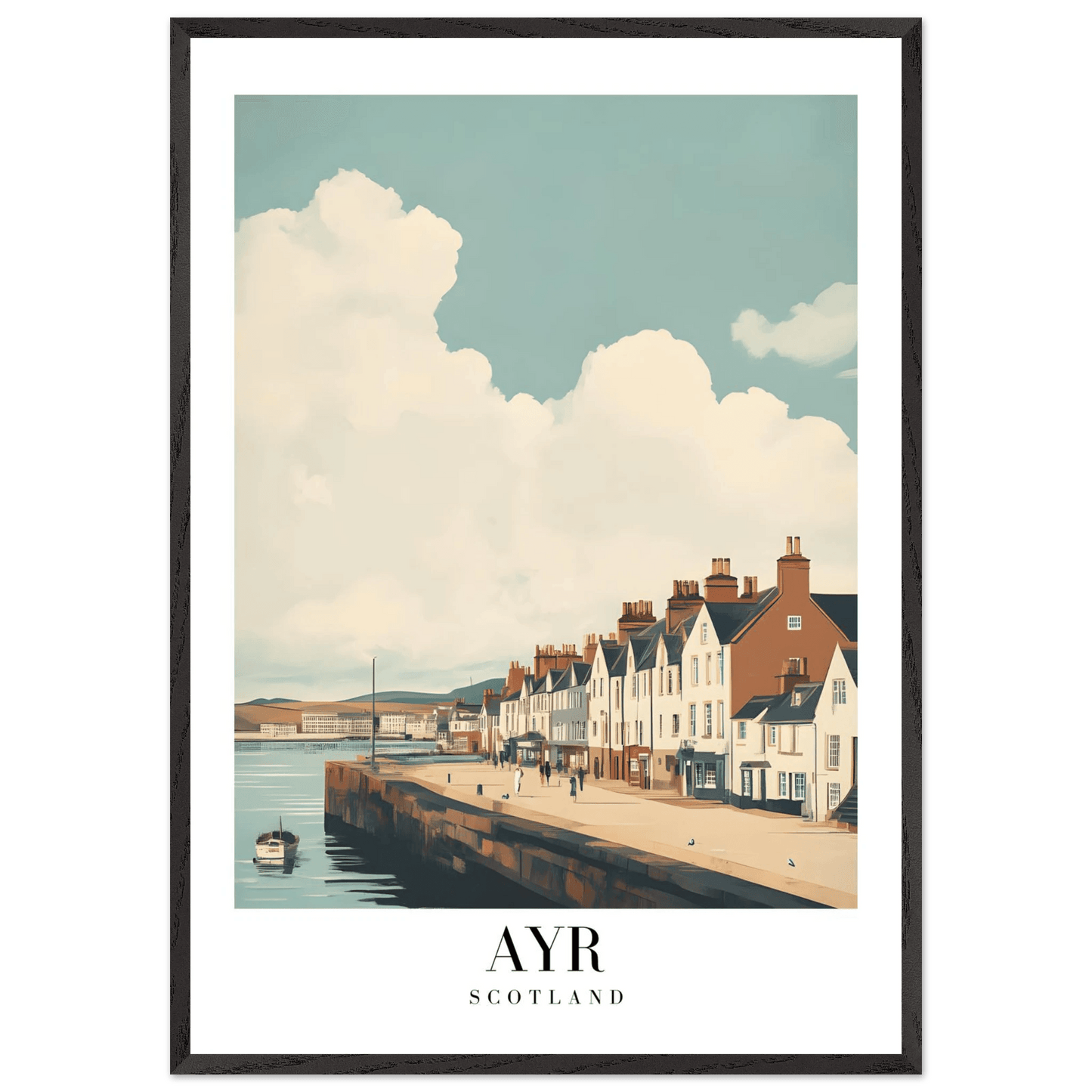 Ayr Scotland Coastal Vintage Art Deco Travel Poster - Wall Art - Vibrantwalls