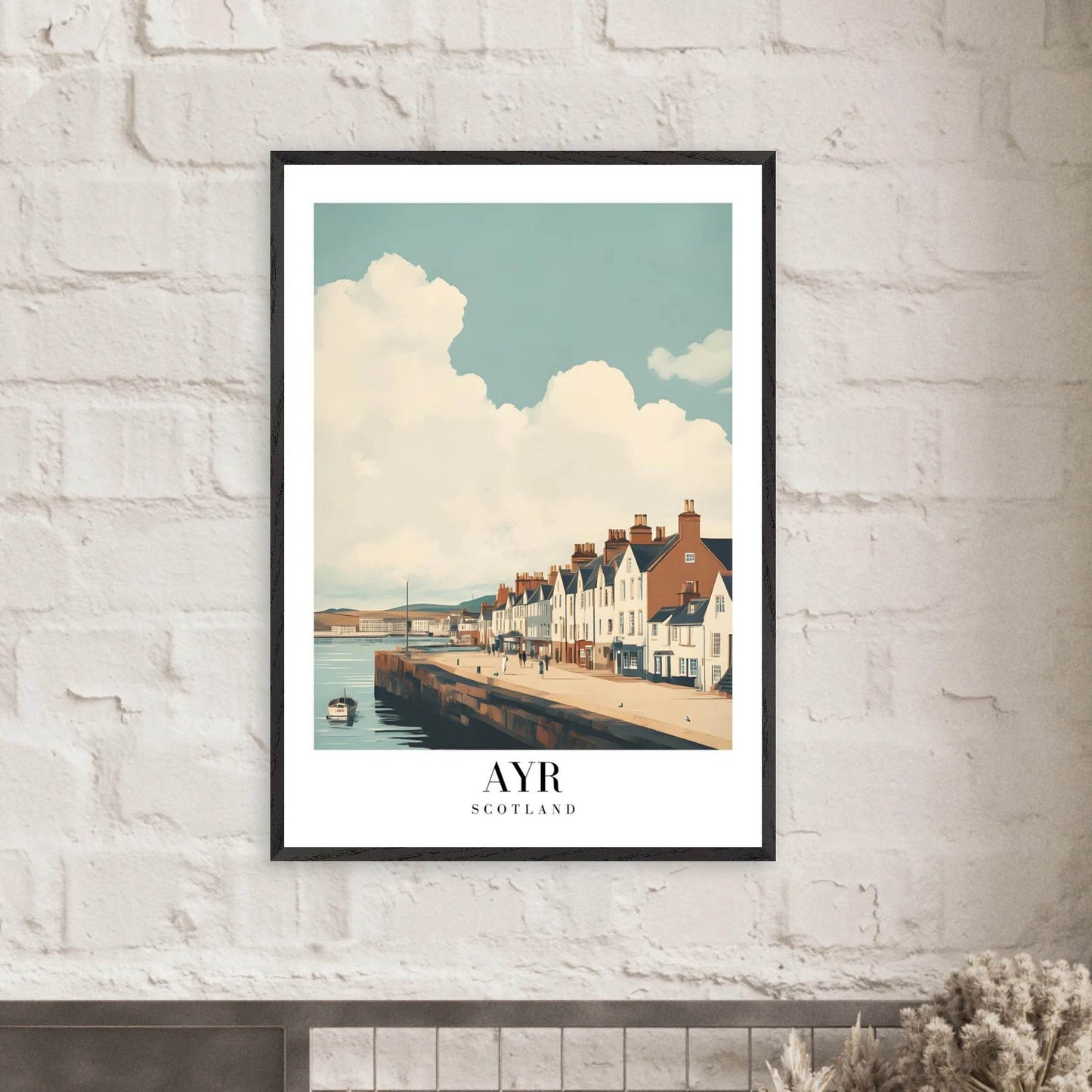 Ayr Scotland Coastal Vintage Art Deco Travel Poster - Wall Art - Vibrantwalls