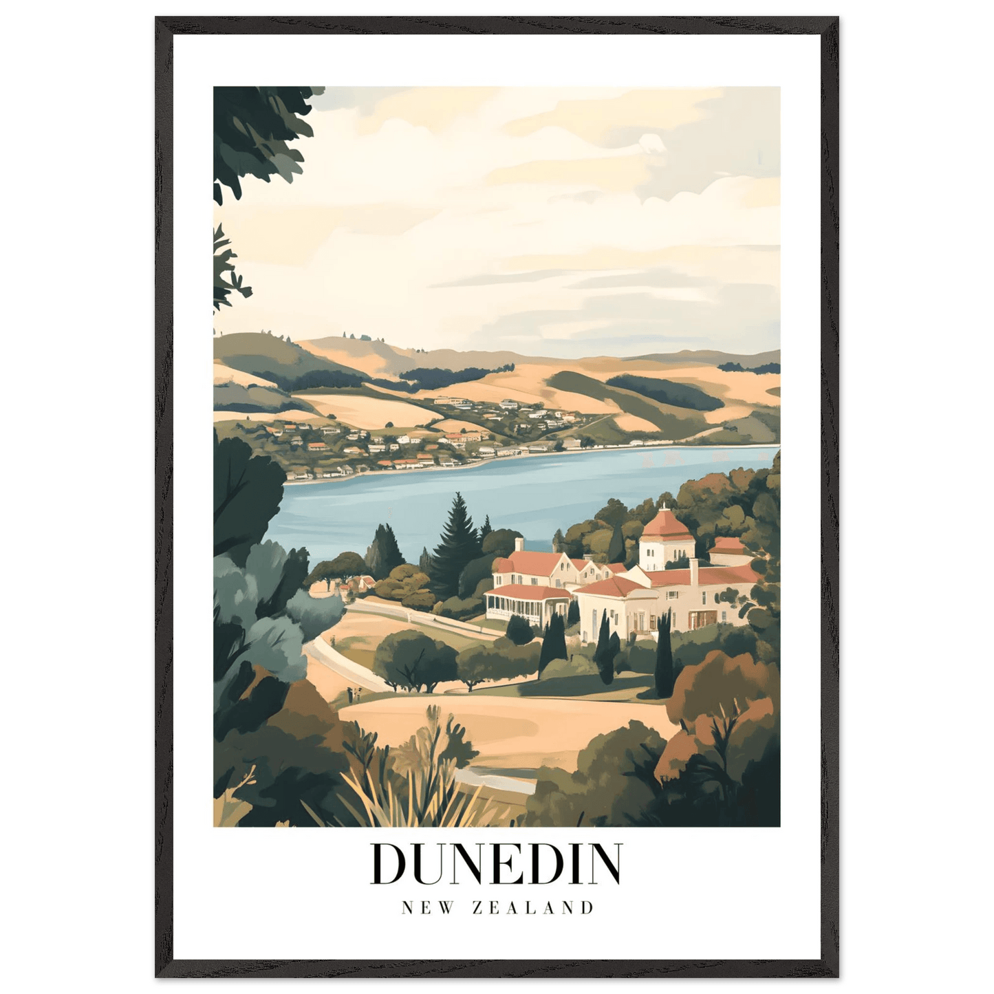 Dunedin New Zealand Vintage Art Deco Travel Poster - Wall Art - Vibrantwalls