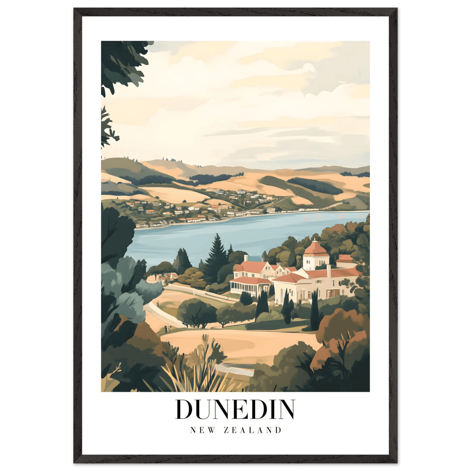 Dunedin New Zealand Vintage Art Deco Travel Poster - Wall Art - Vibrantwalls