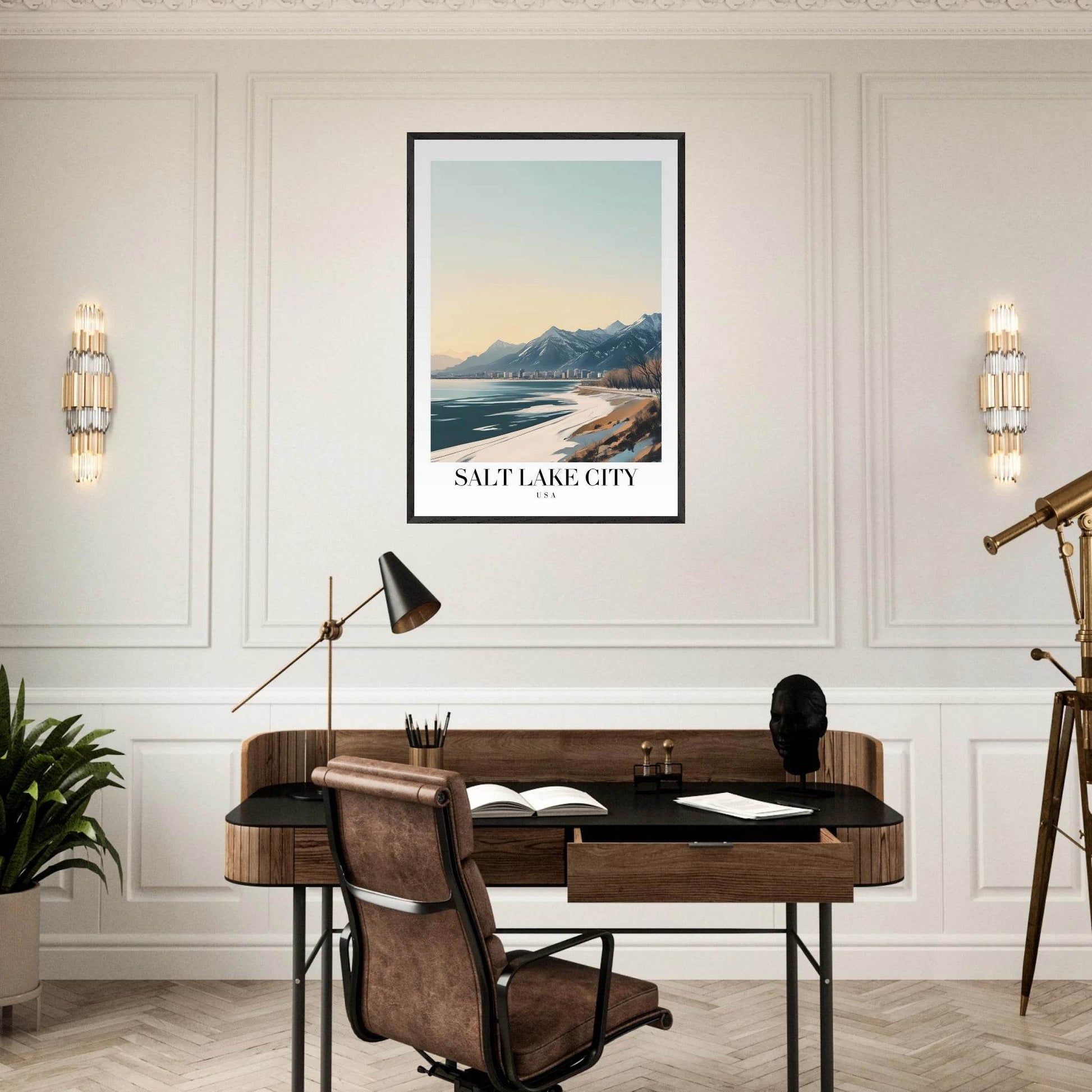 Salt Lake City Vintage Art Deco Travel Poster - Wall Art - Vibrantwalls