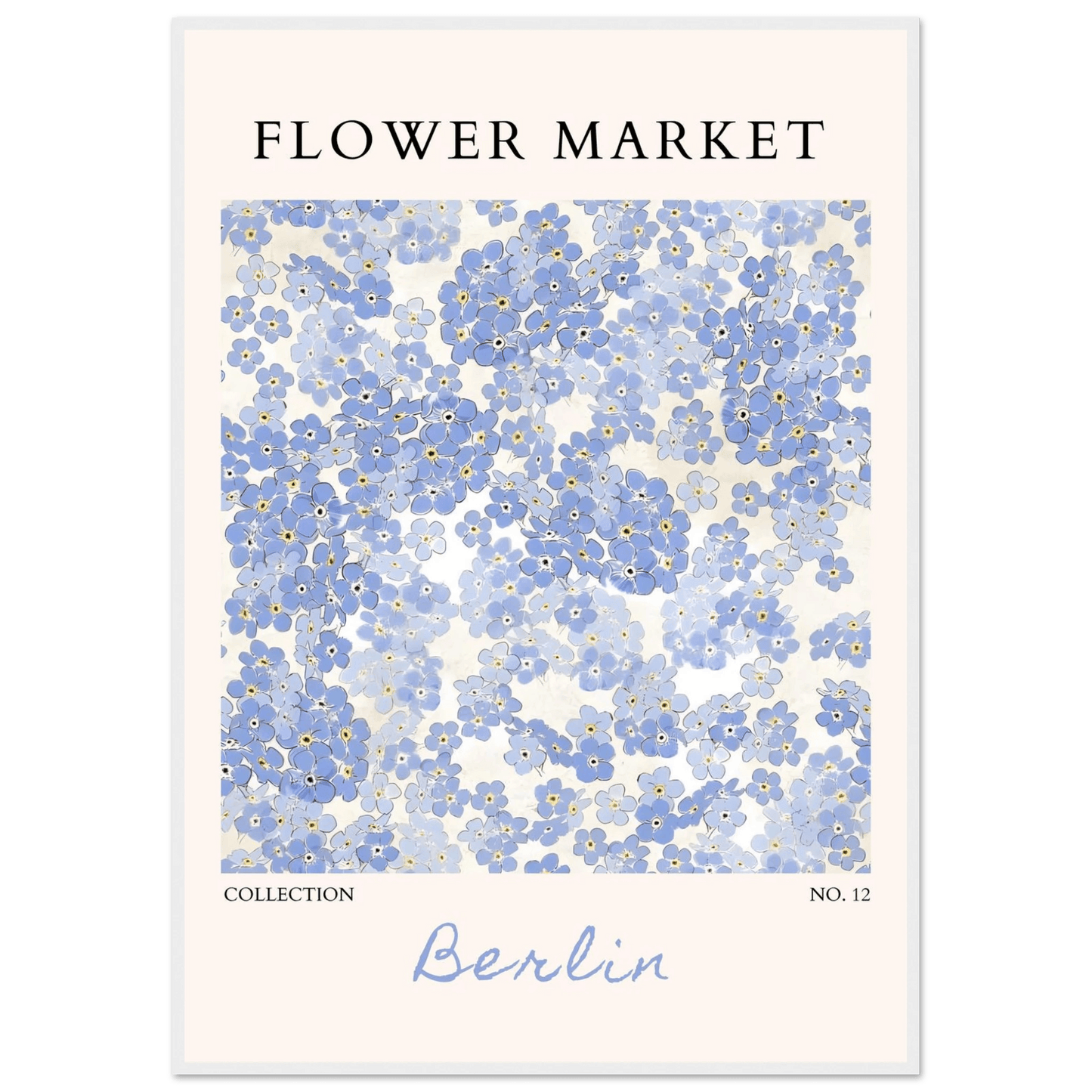 Forget-Me-Not Bloom Framed Poster – Gentle Blue Floral Art Print | Berlin Collection | Ready-to-Hang Wall Art - Vibrantwalls