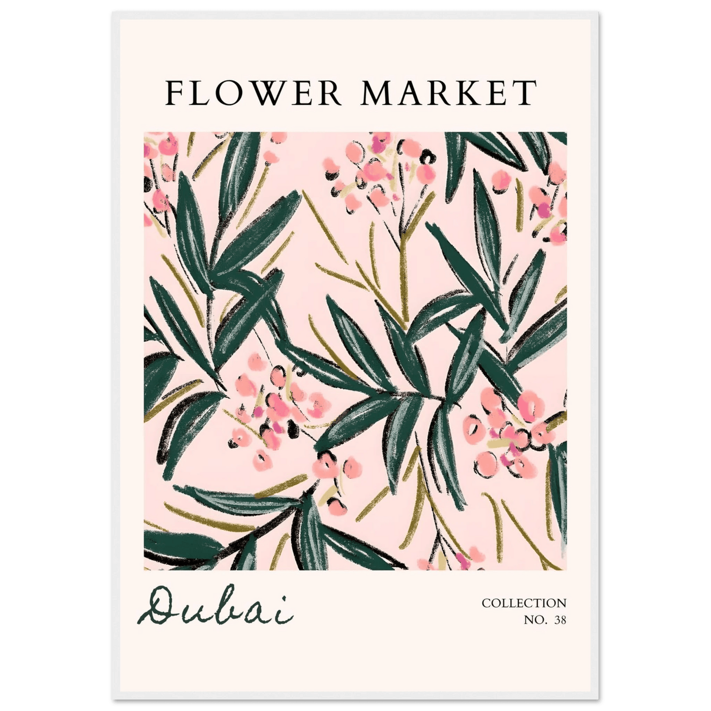 Dubai Flower Market Blush Pink Emerald Botanical - Wall Art - Vibrantwalls