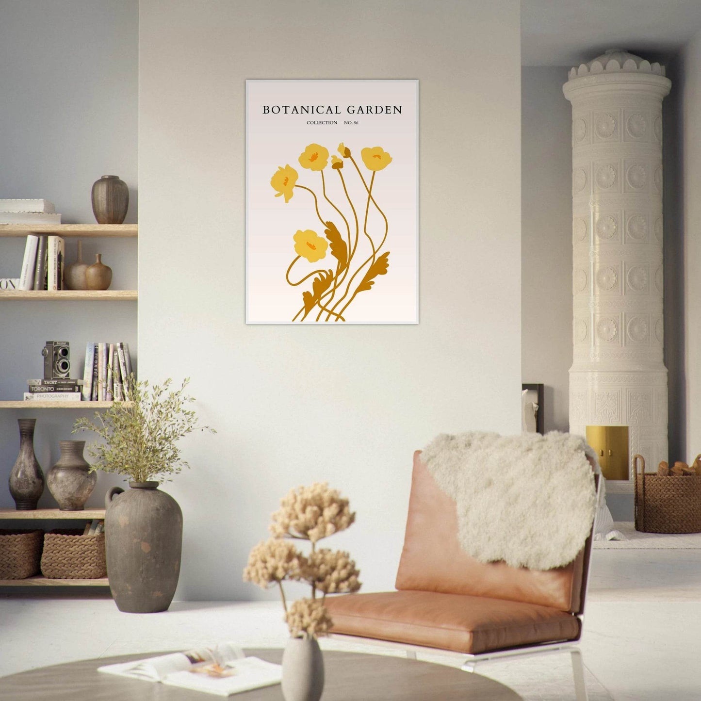 Botanical Garden Framed Art Print – Golden Poppies Abstract Wall Decor | Ready-to-Hang Nature Collection - Vibrantwalls
