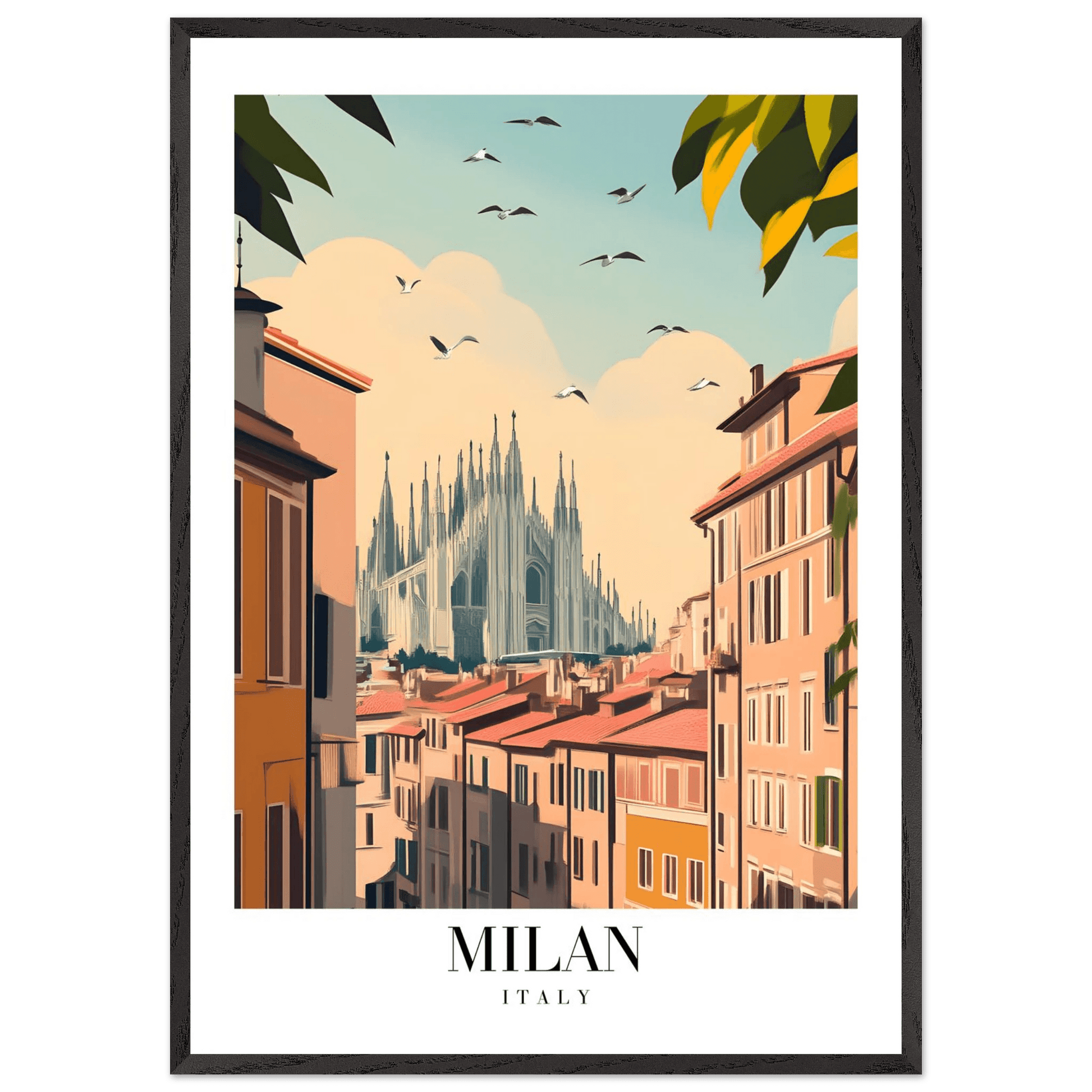 Milan Italy Modern European Vintage Travel Poster - Wall Art - Vibrantwalls