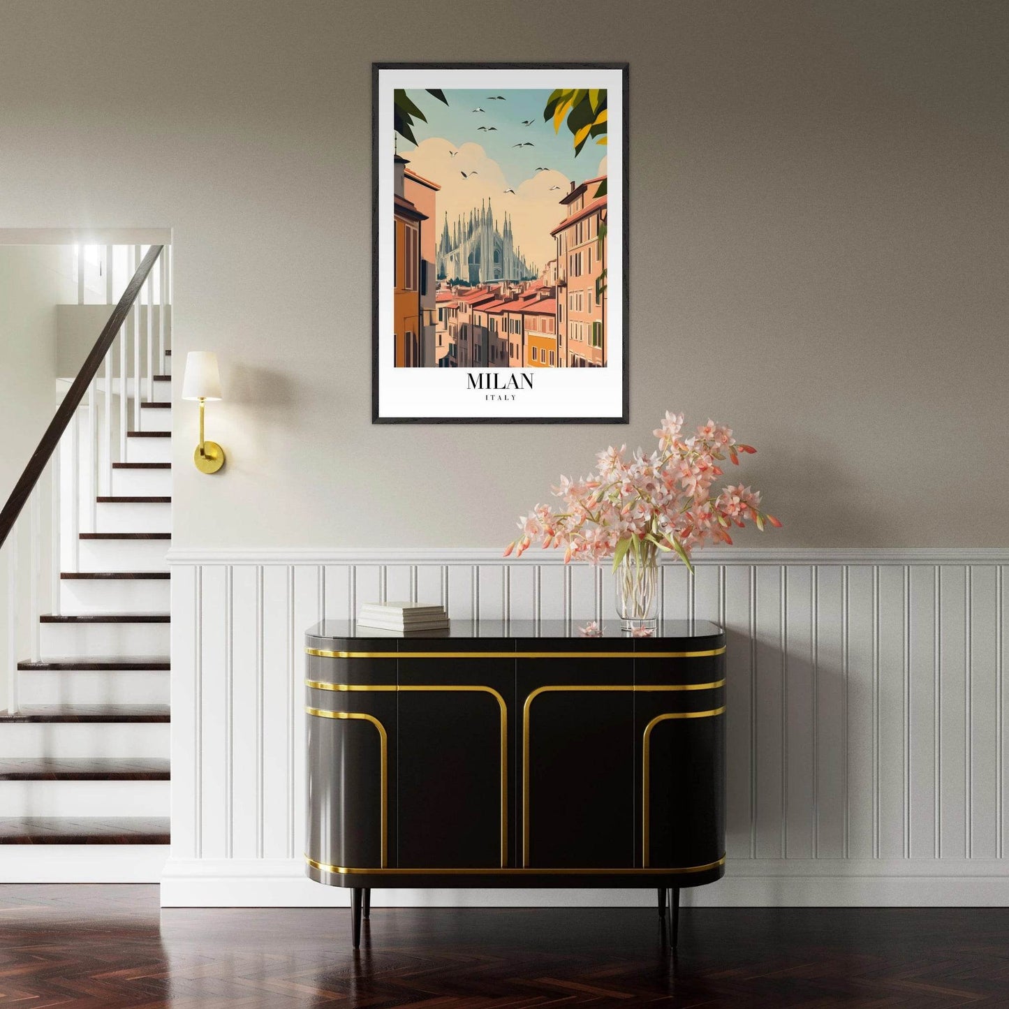 Milan Italy Modern European Vintage Travel Poster - Wall Art - Vibrantwalls