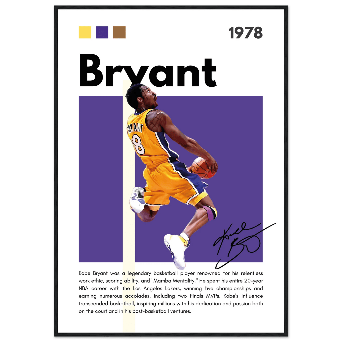 Kobe Bryant Black Mamba Lakers Vintage Poster - Vibrantwalls