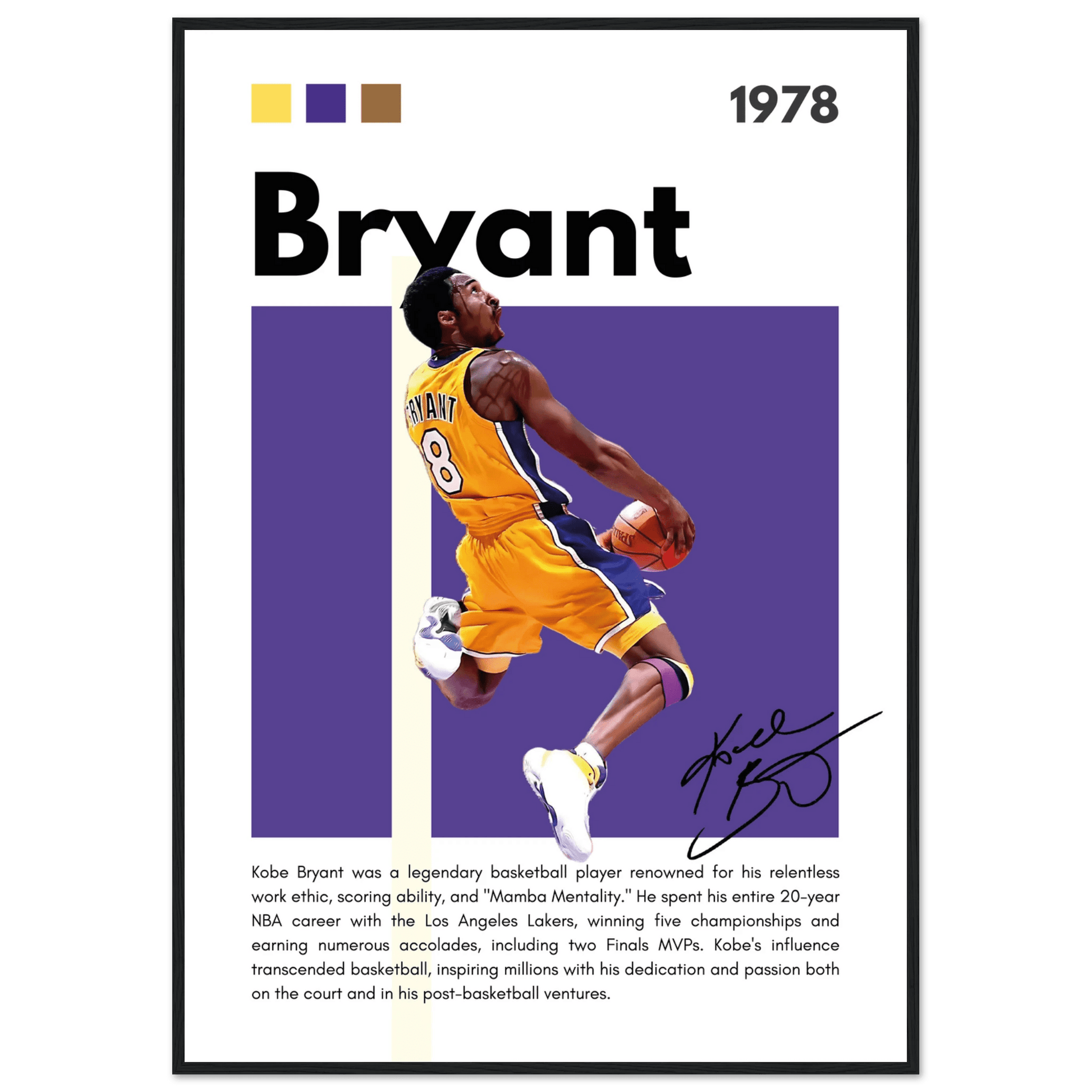 Kobe Bryant Black Mamba Lakers Vintage Poster - Vibrantwalls