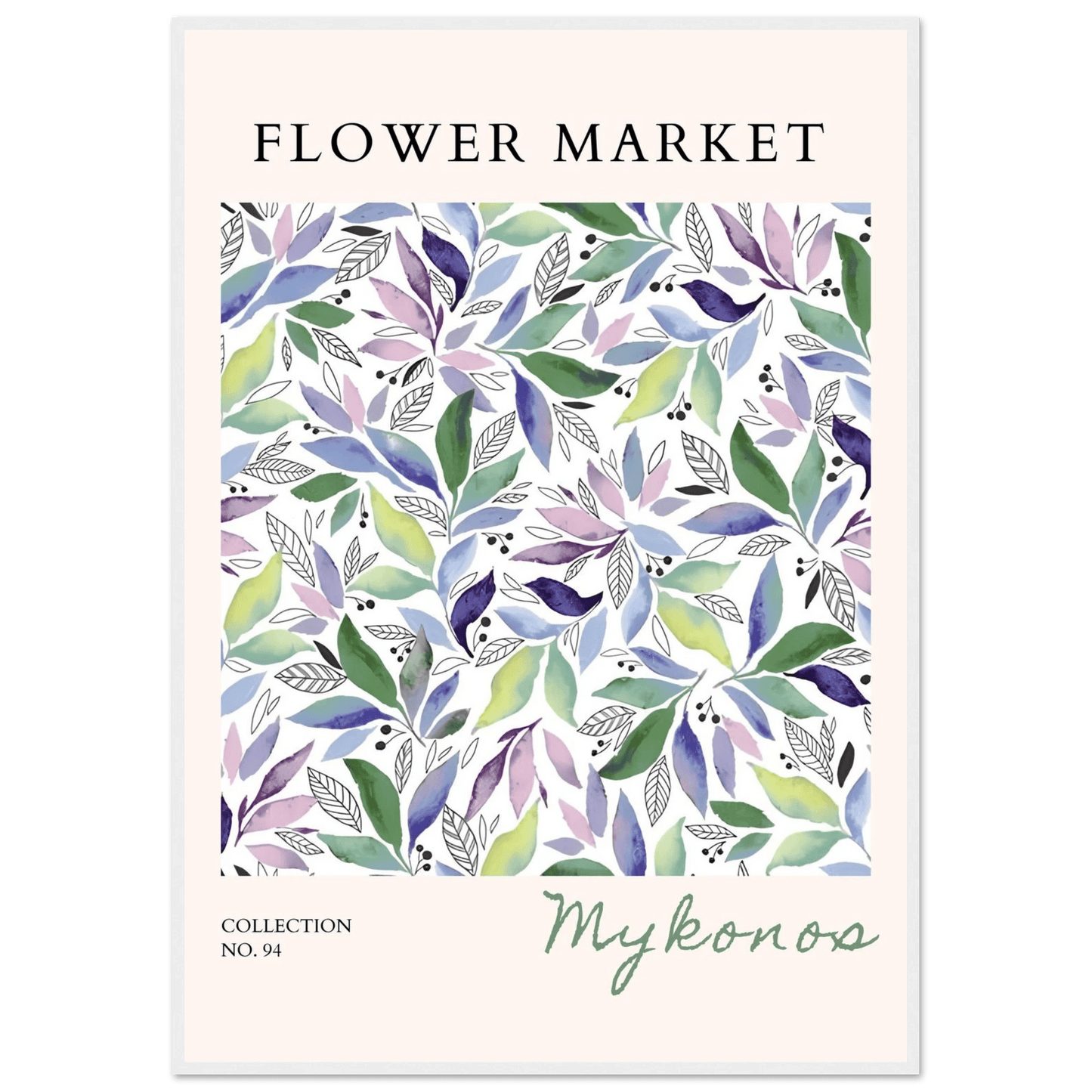 Mykonos Flower Market Serene Botanical Watercolor - Wall Art - Vibrantwalls