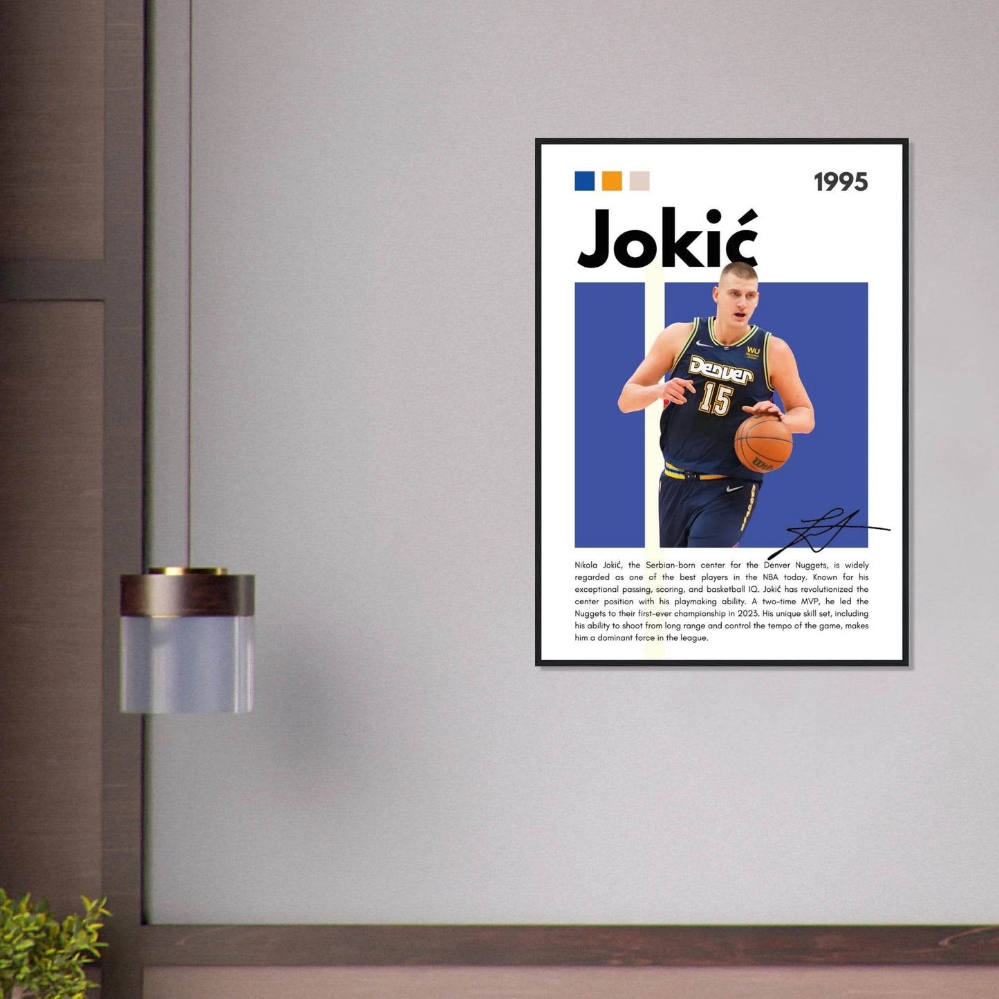 Nikola Jokic Joker Nuggets Minimalist Art Print - Vibrantwalls