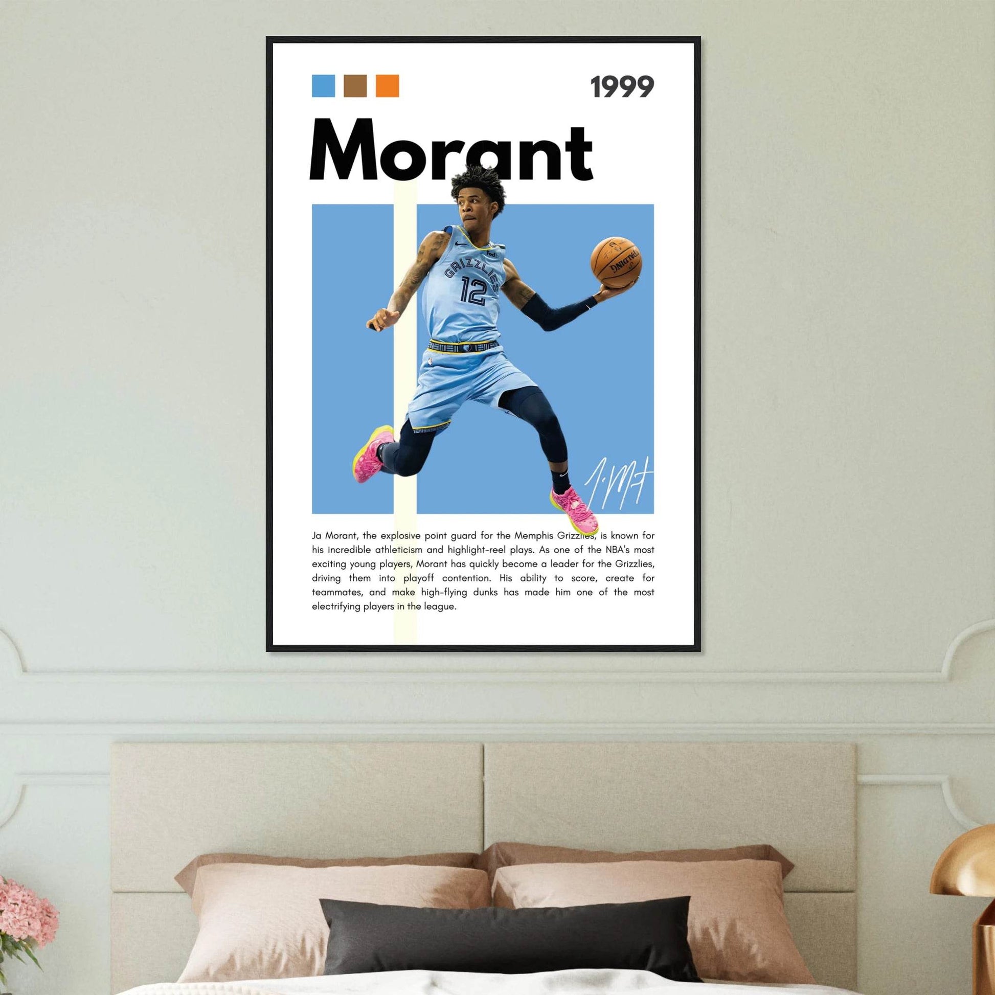 Ja Morant Grizzlies Star Vintage Basketball Poster - Vibrantwalls