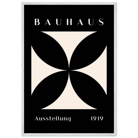 Bauhaus Minimalism Art Print - 1919 Black & Cream Exhibition Design - Vibrantwalls