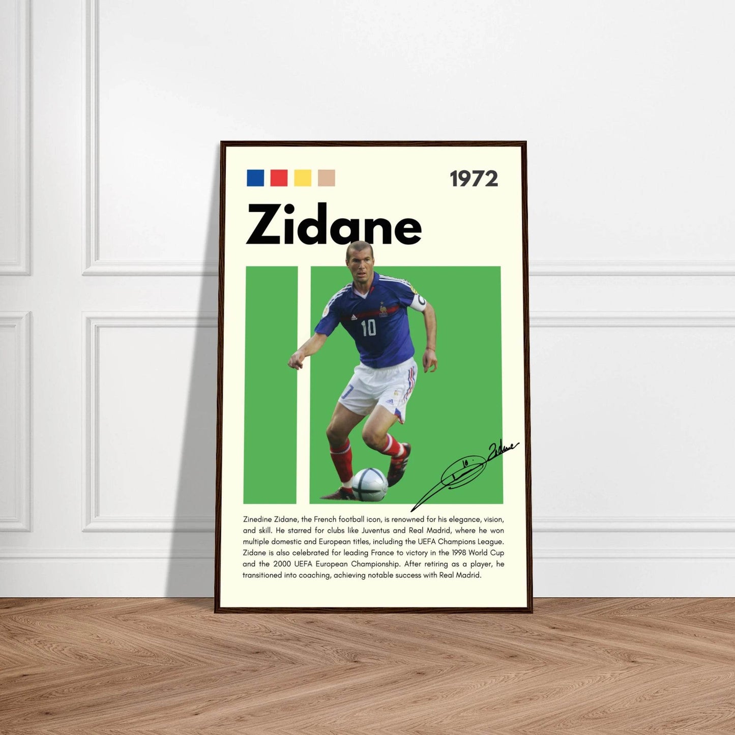 Zinedine Zidane Football Legend Framed French Poster Vibrantwalls