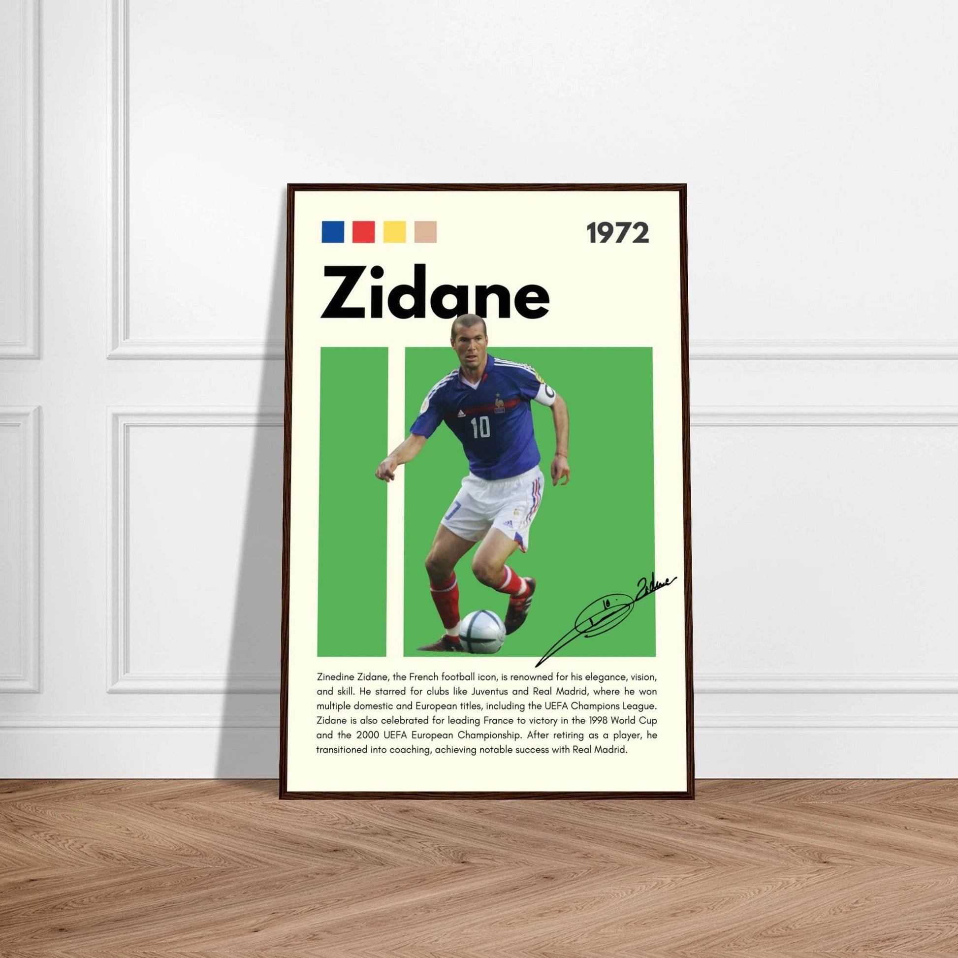 Zinedine Zidane Football Legend Framed French Poster Vibrantwalls