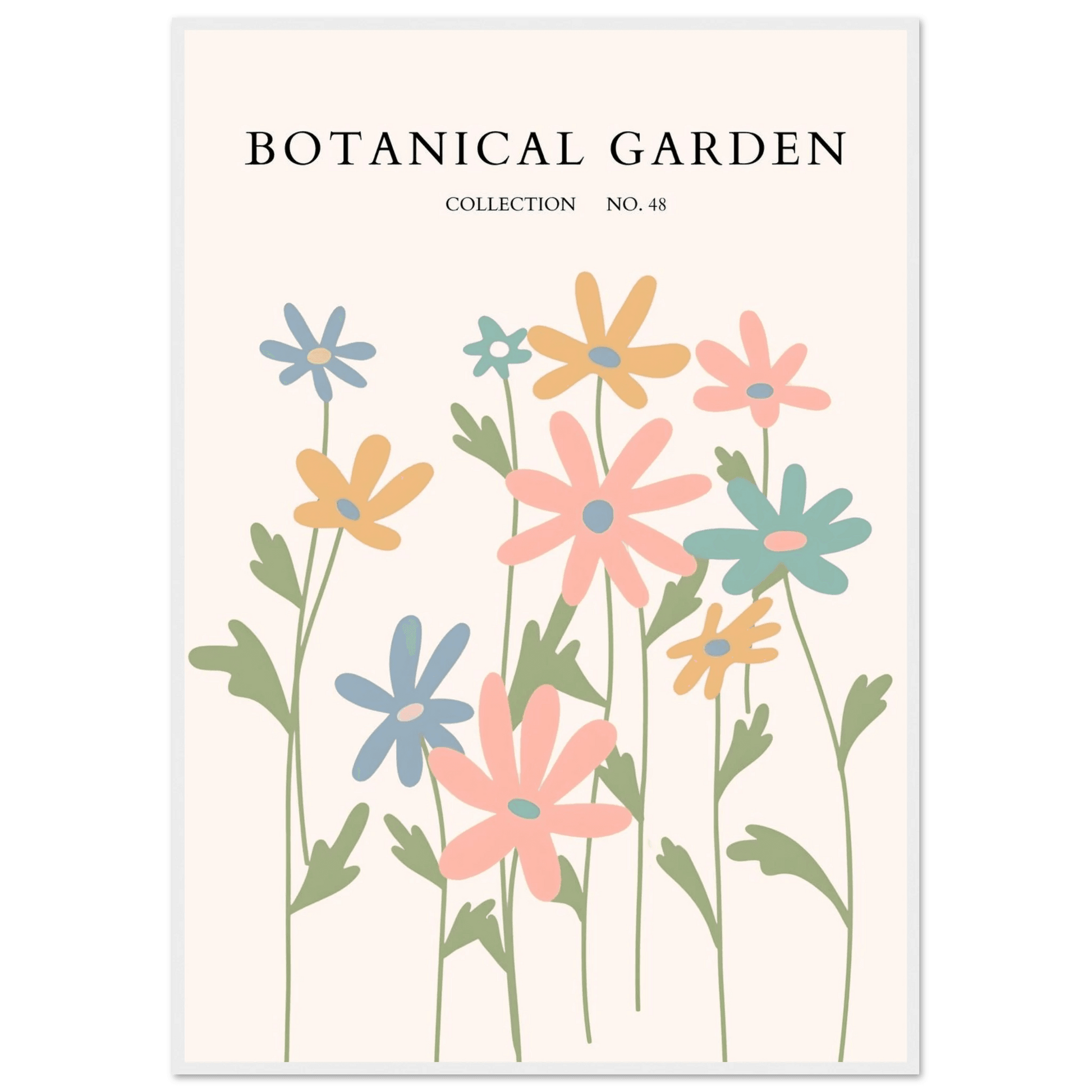Botanical Garden Framed Poster – Whimsical Pastel Floral Art Print | Ready-to-Hang Wall Decor - Vibrantwalls