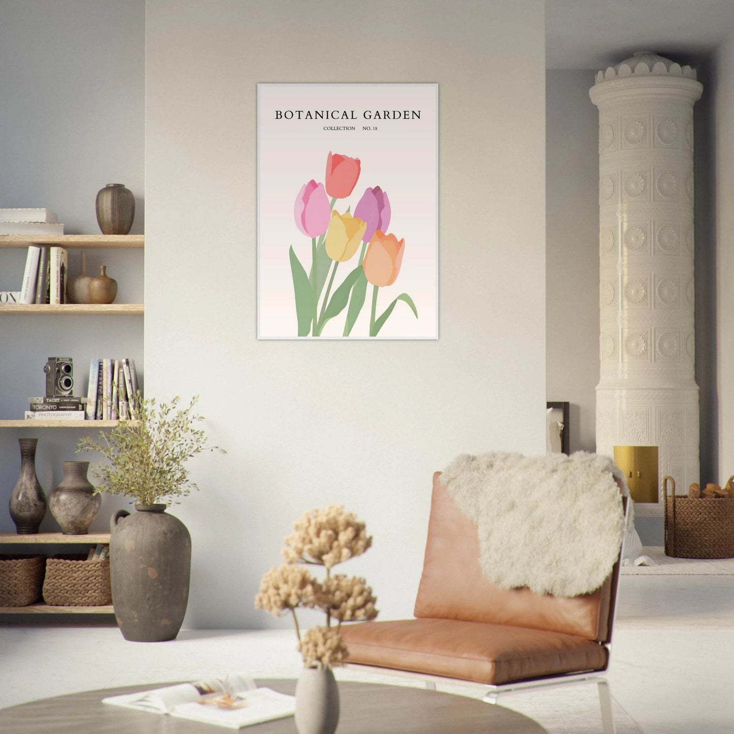 Botanical Garden Tulip Framed Poster – Pastel Bloom Art Print | Ready-to-Hang Floral Decor - Vibrantwalls